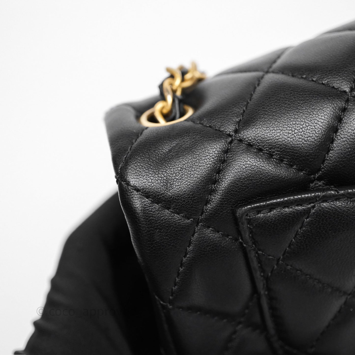Chanel Mini Rectangular Pearl Crush Quilted Black Lambskin Aged Gold Hardware