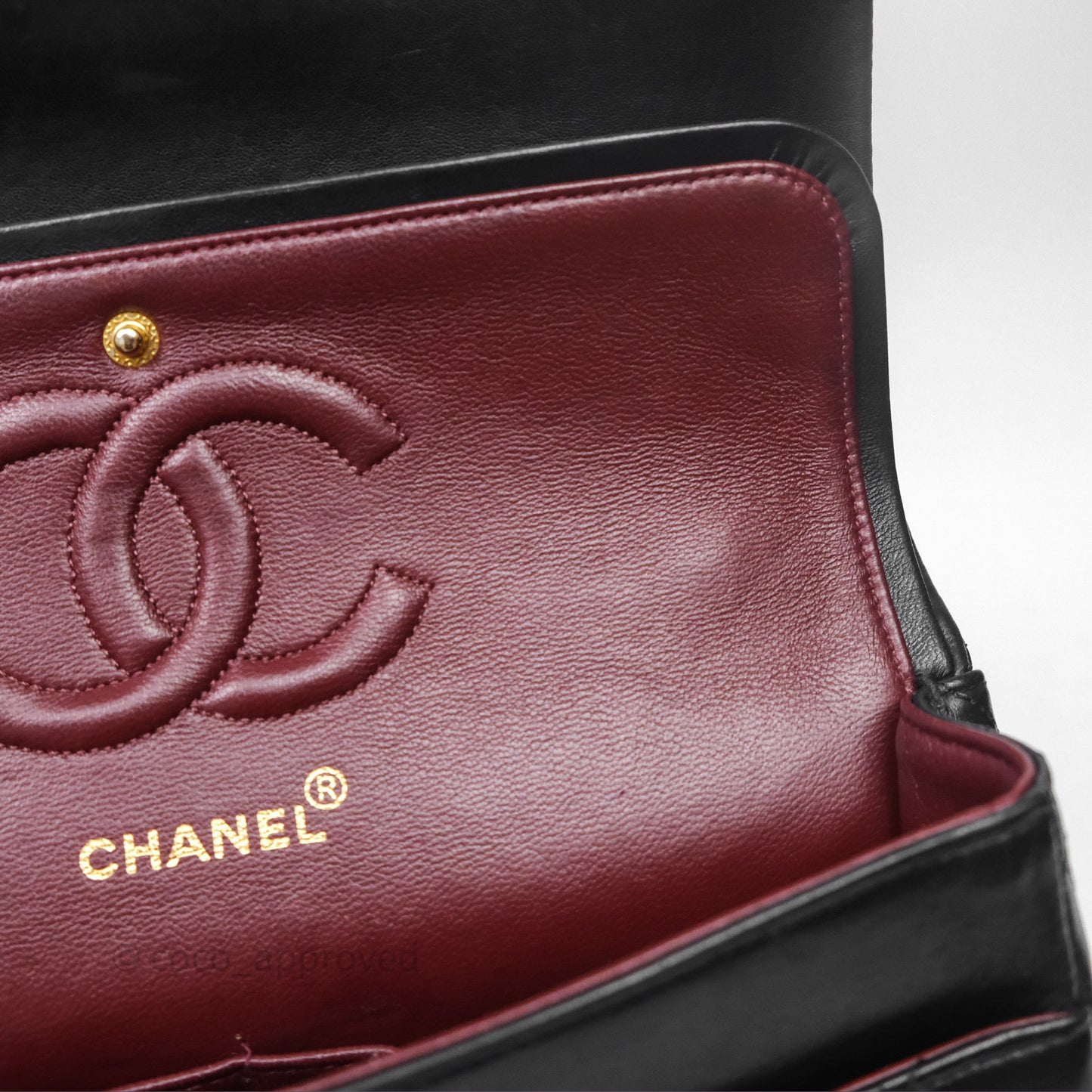 Chanel Vintage M/L Lambskin Medium Double Flap Bag Black 24K Gold Hardware