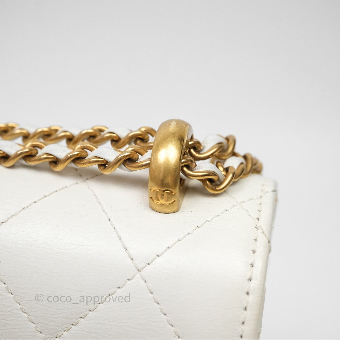 Chanel Quilted Perfect Fit Adjustable White Calfskin Gold Hardware