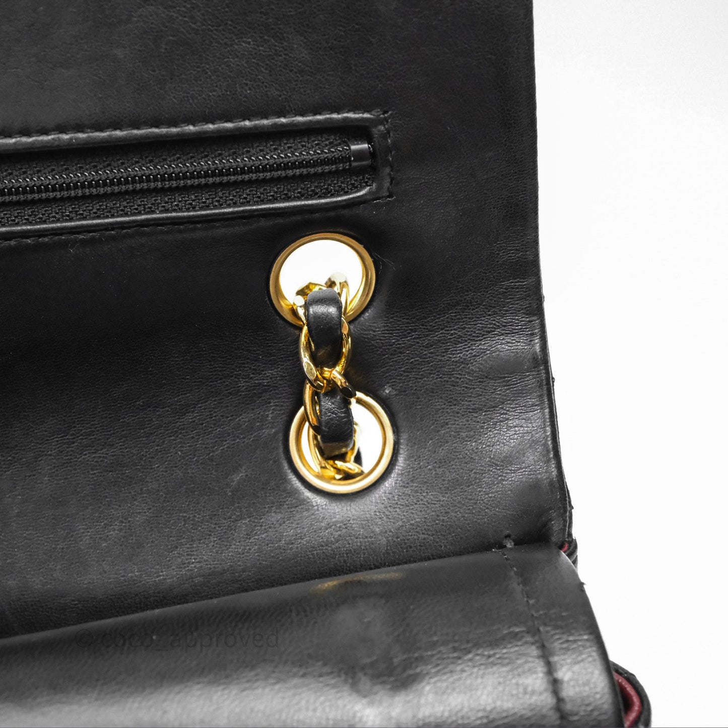 Chanel Vintage M/L Lambskin Medium Double Flap Bag Black 24K Gold Hardware