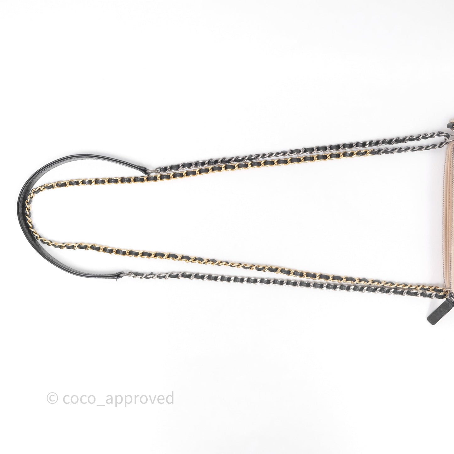 Chanel Gabrielle Clutch With Chain Aged Calfskin Black Beige Mixed Hardware