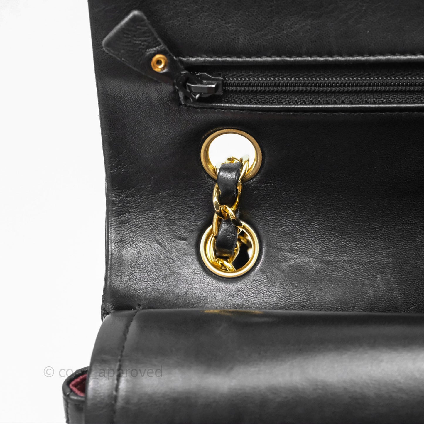 Chanel Vintage M/L Lambskin Medium Double Flap Bag Black 24K Gold Hardware