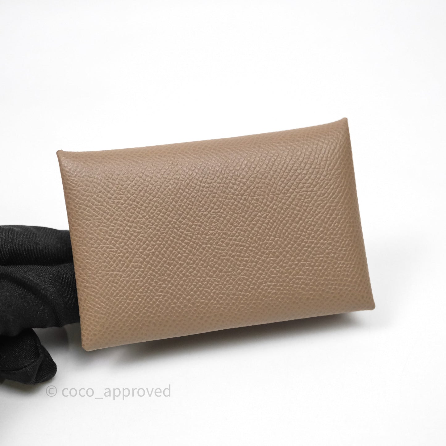 Hermès Calvi Card Holder Etoupe Epsom