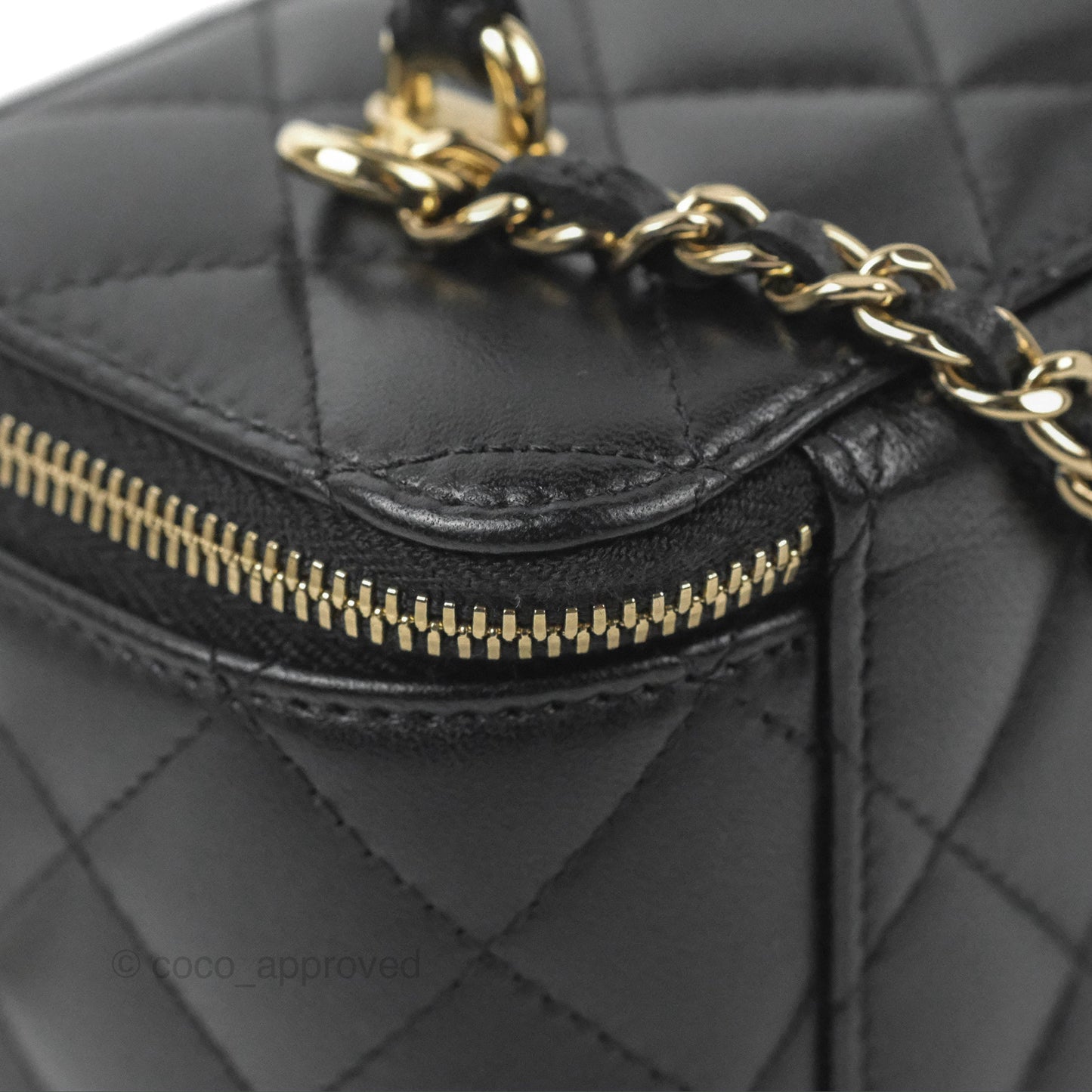 Chanel Vanity Rectangular Top Handle Black Lambskin Gold Hardware