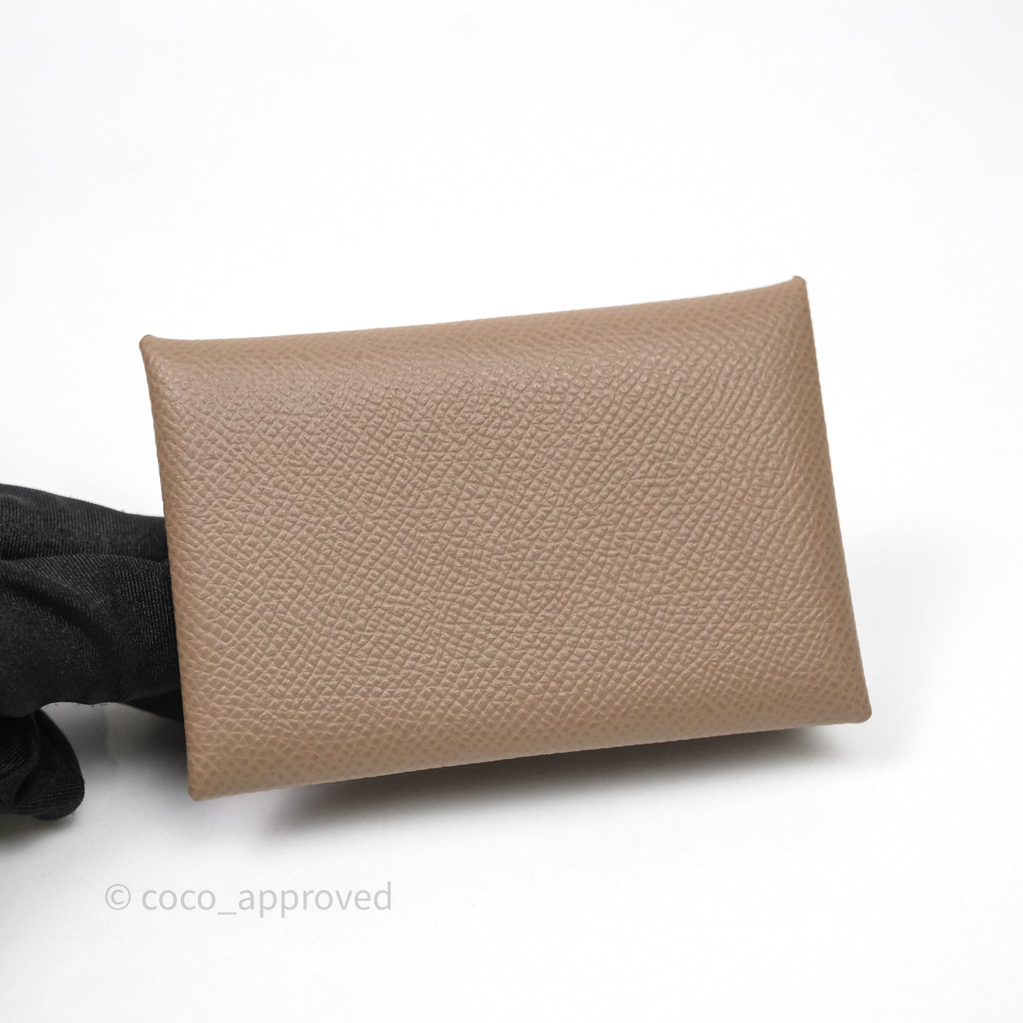 Hermès Calvi Card Holder Etoupe Epsom