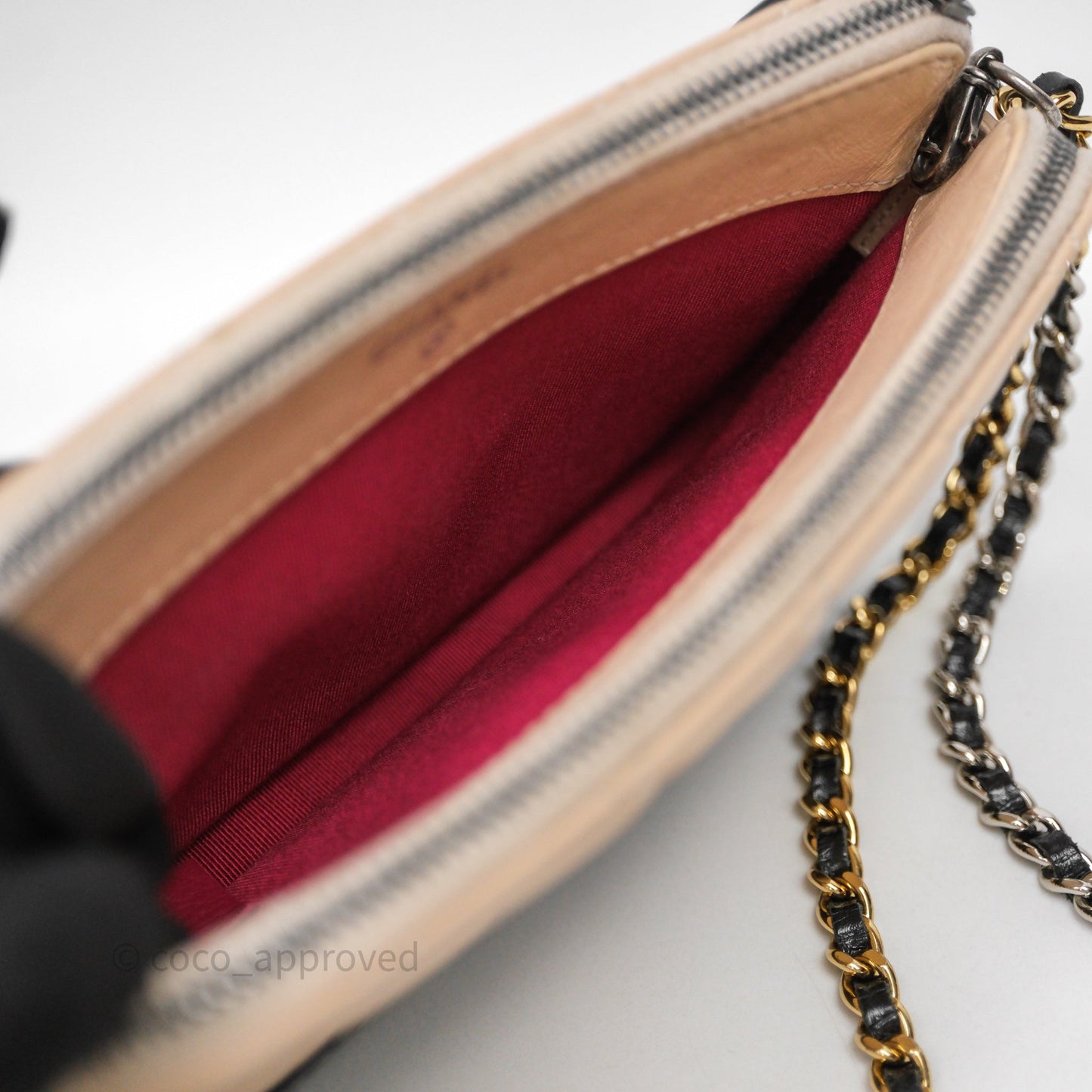 Chanel Gabrielle Clutch With Chain Aged Calfskin Black Beige Mixed Hardware