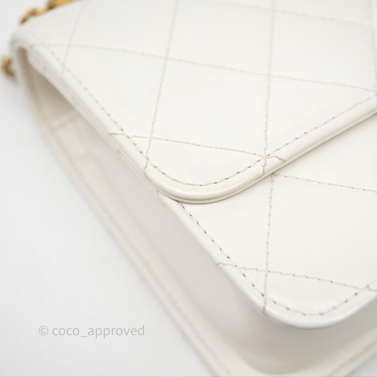 Chanel Quilted Perfect Fit Adjustable White Calfskin Gold Hardware