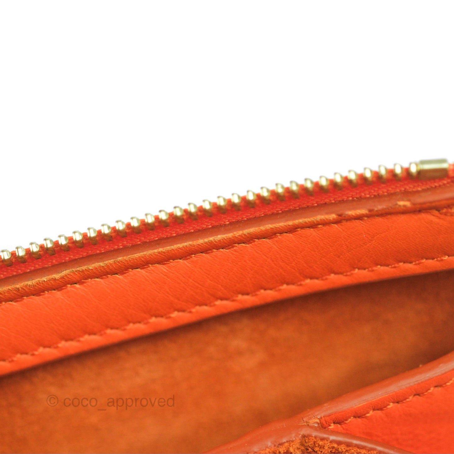 Celine Tri-Fold Clutch on Chain Orange Calfskin