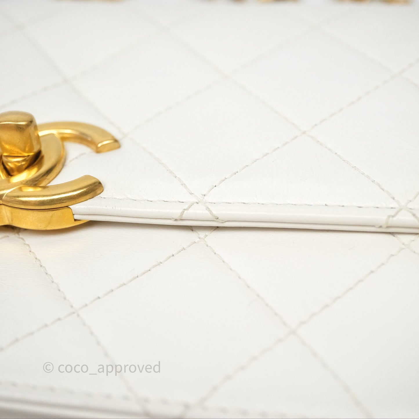 Chanel Quilted Perfect Fit Adjustable White Calfskin Gold Hardware