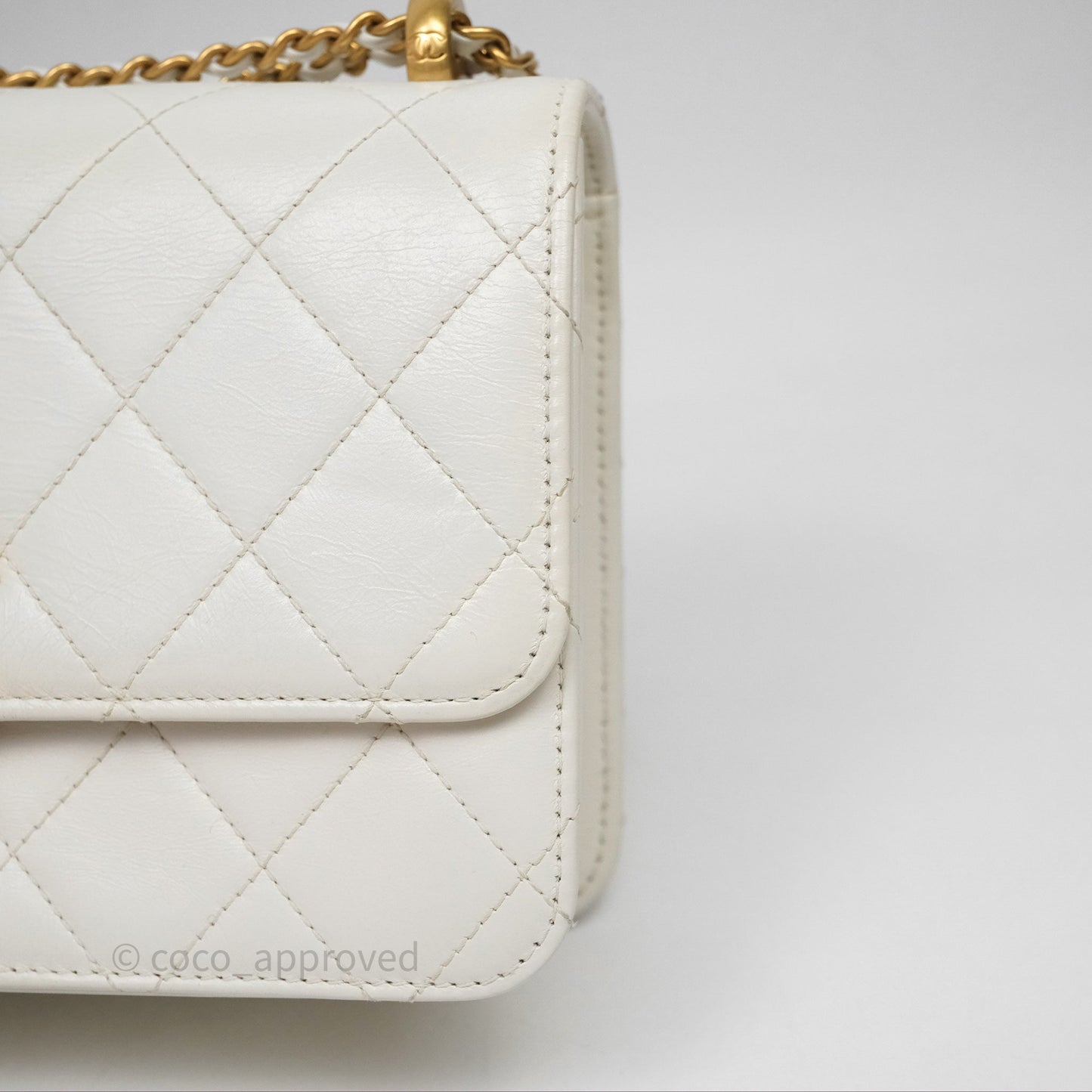 Chanel Quilted Perfect Fit Adjustable White Calfskin Gold Hardware
