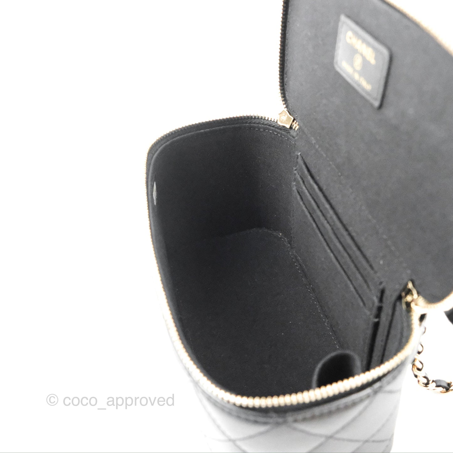 Chanel Vanity Rectangular Top Handle Black Lambskin Gold Hardware