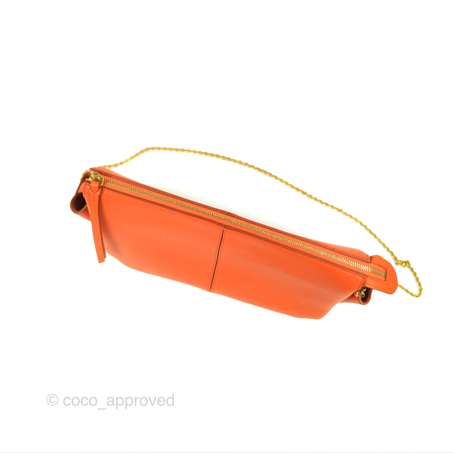 Celine Tri-Fold Clutch on Chain Orange Calfskin