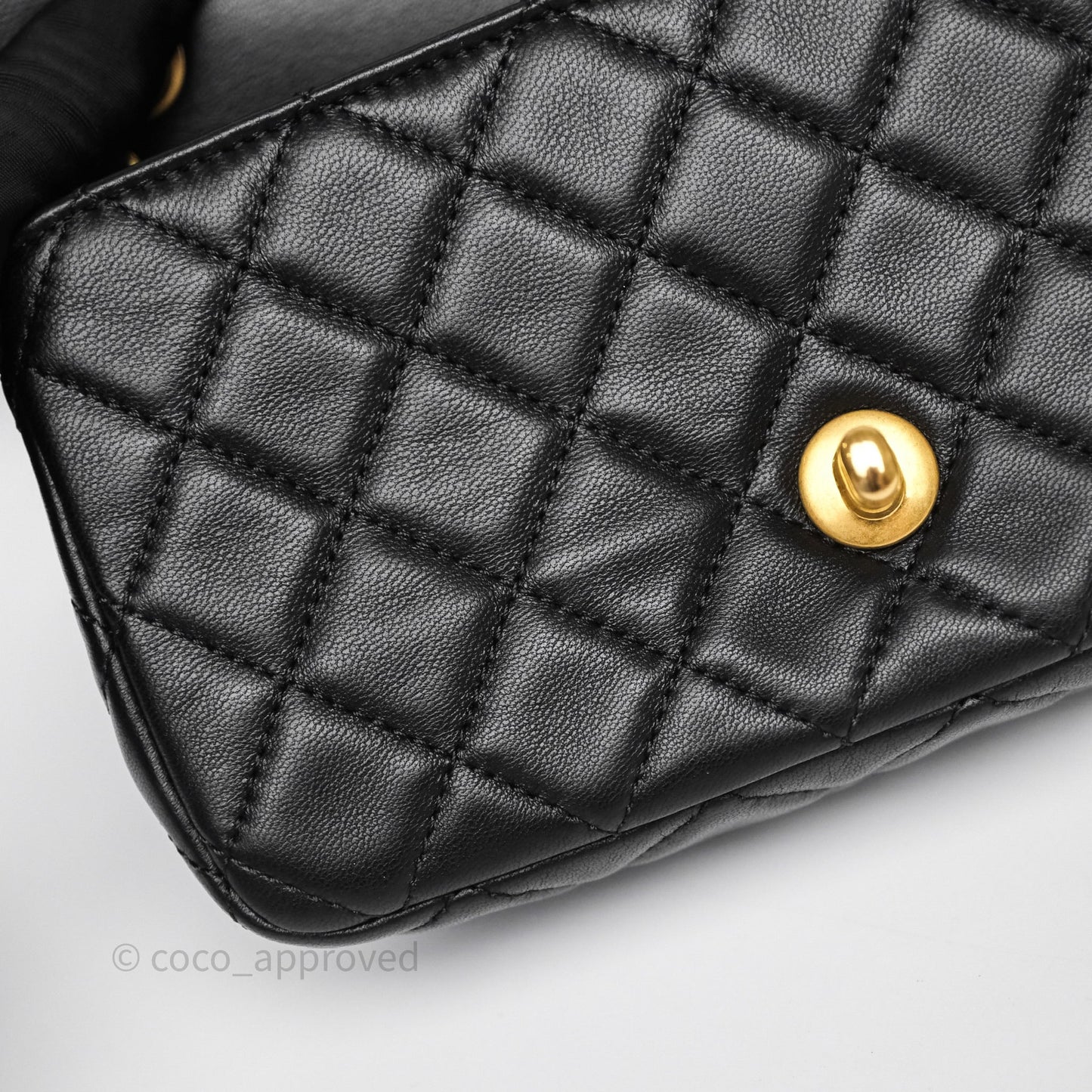 Chanel Mini Rectangular Pearl Crush Quilted Black Lambskin Aged Gold Hardware
