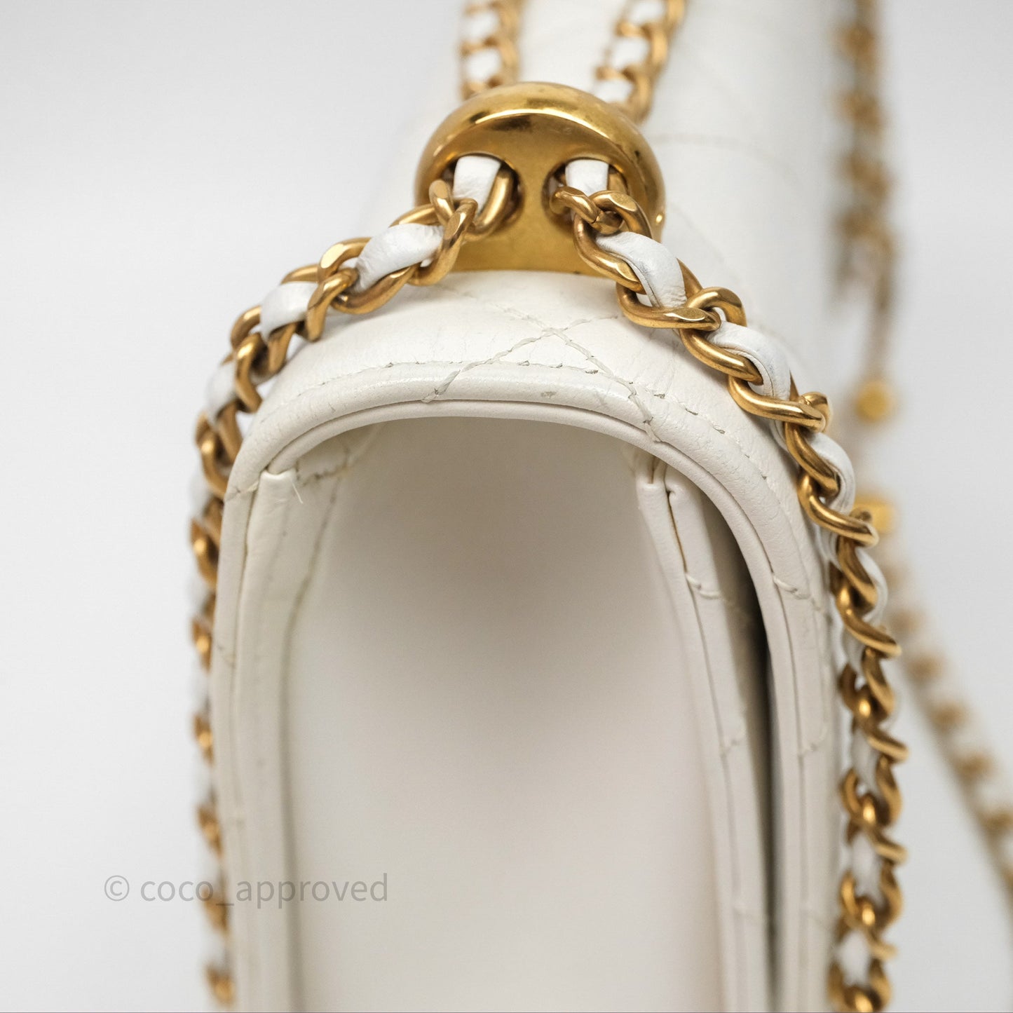 Chanel Quilted Perfect Fit Adjustable White Calfskin Gold Hardware