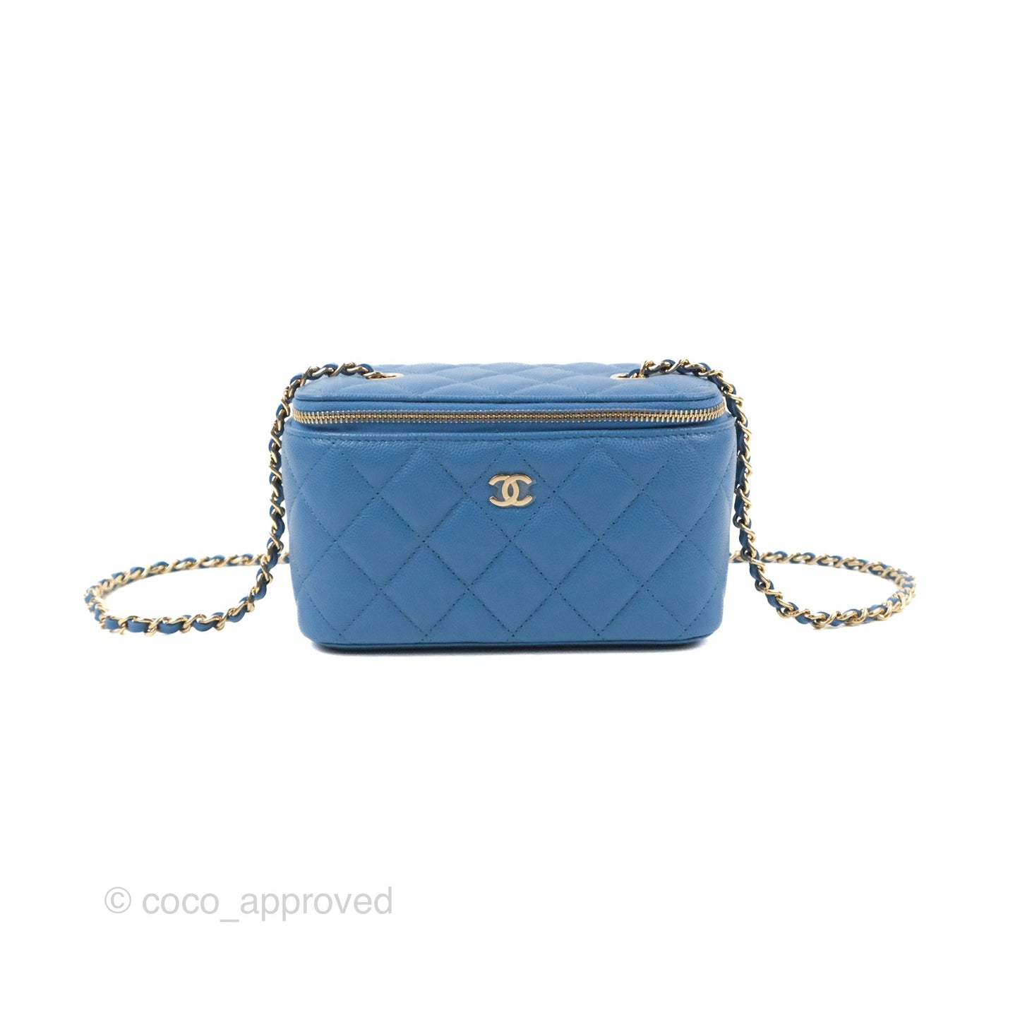 Chanel Classic Vanity with Chain Blue Caviar Gold Hardware