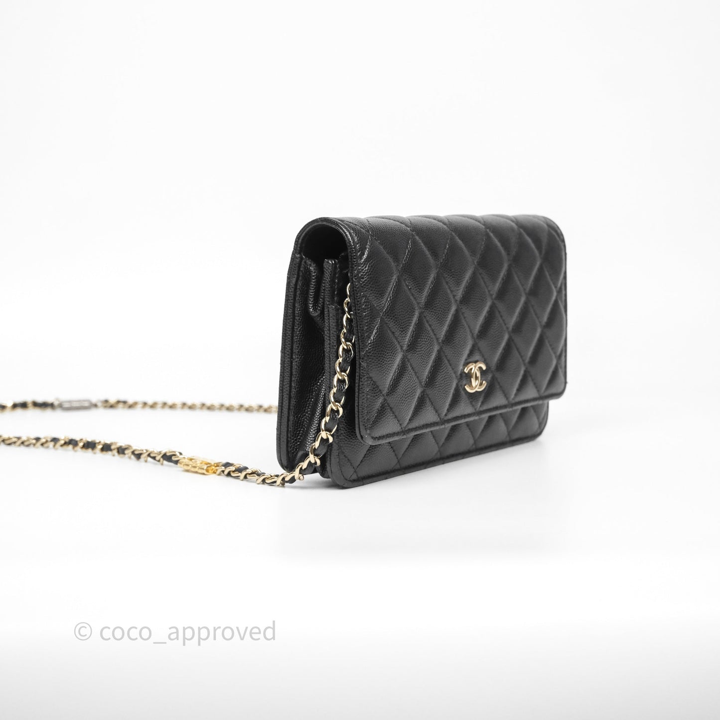 Chanel Quilted WOC with Charms Black Caviar Gold Hardware
