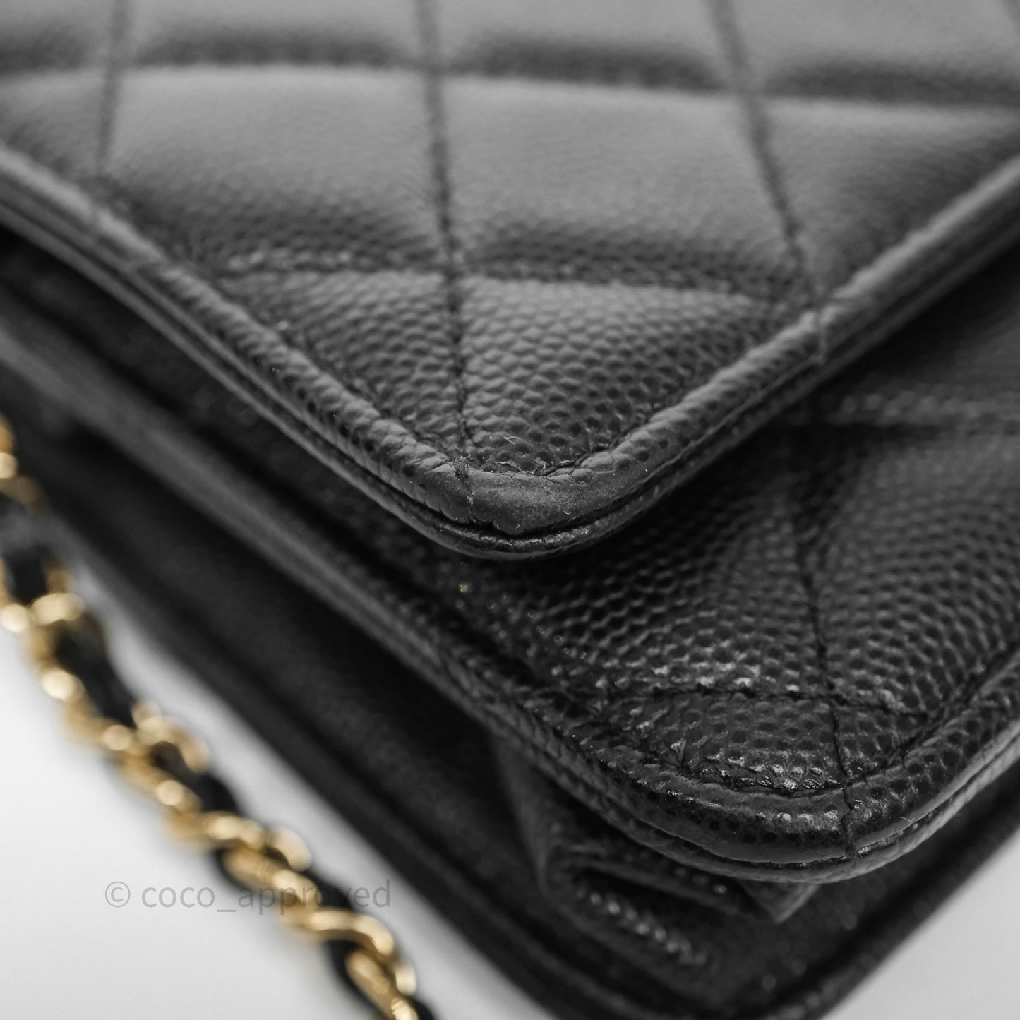 Chanel Quilted WOC with Charms Black Caviar Gold Hardware