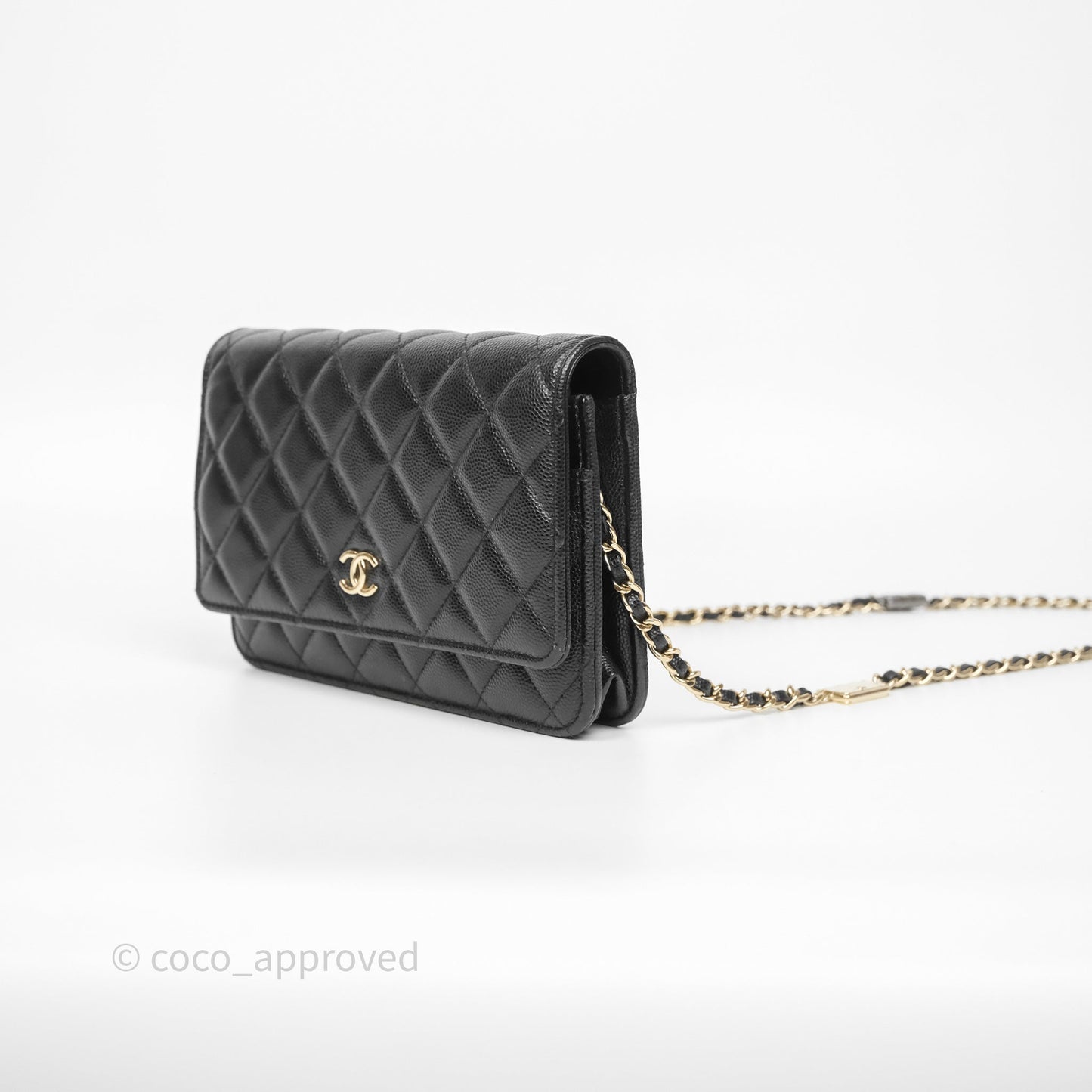 Chanel Quilted WOC with Charms Black Caviar Gold Hardware
