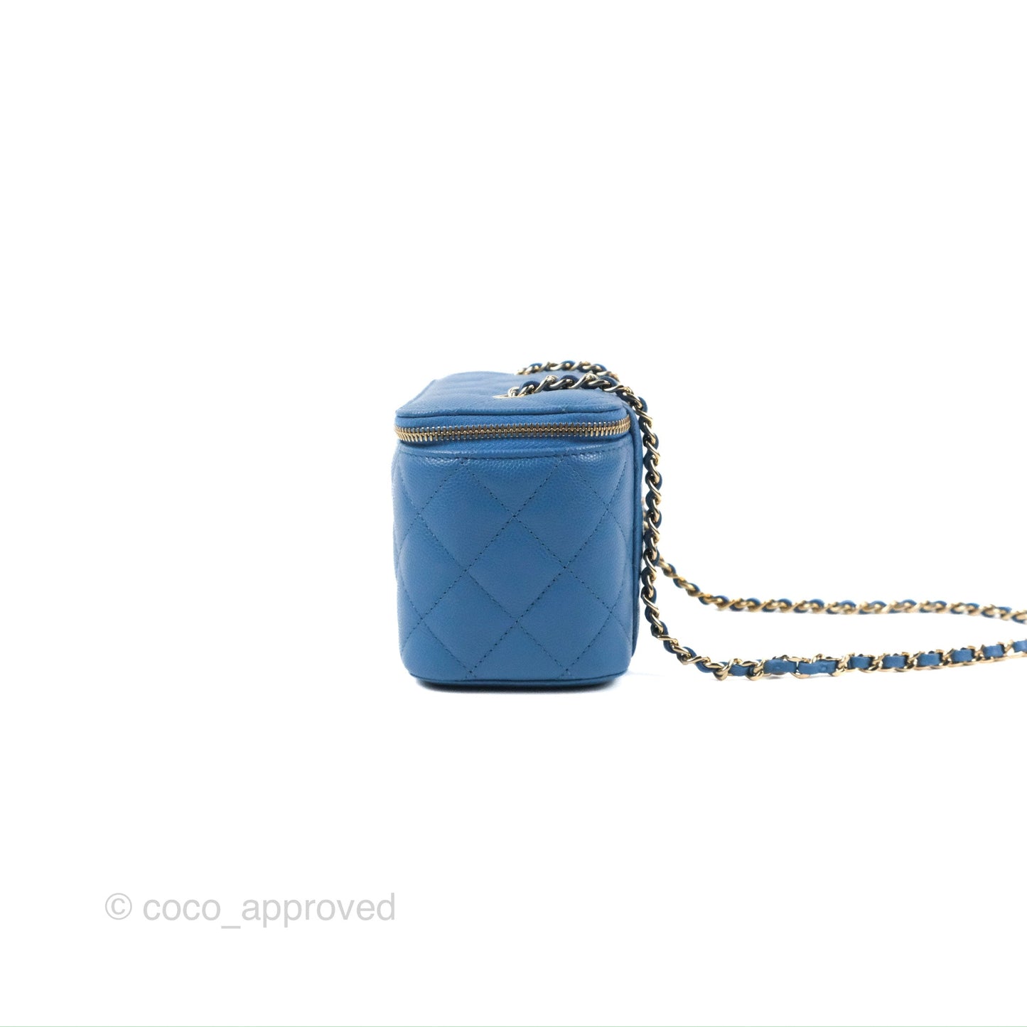 Chanel Classic Vanity with Chain Blue Caviar Gold Hardware