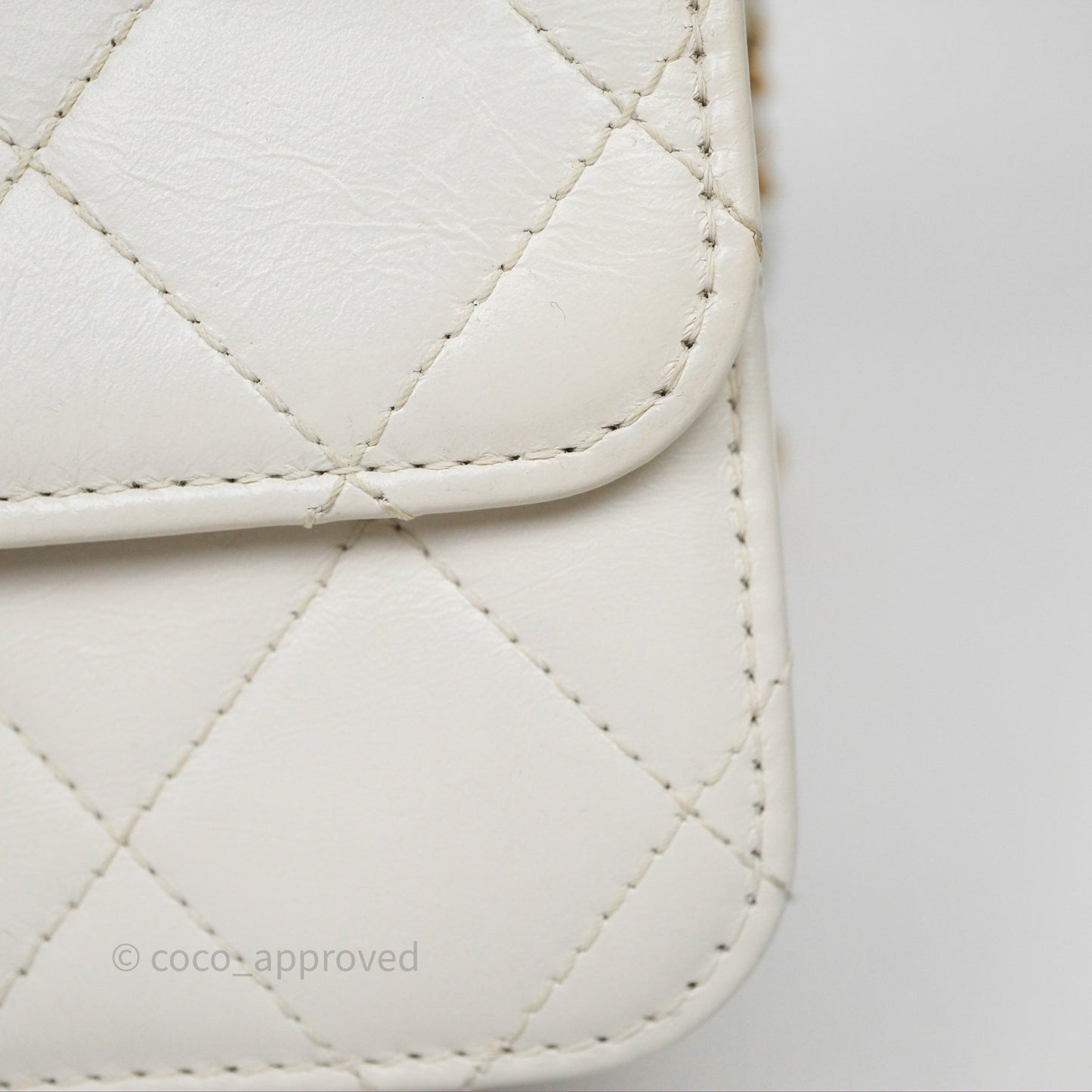 Chanel Quilted Perfect Fit Adjustable White Calfskin Gold Hardware