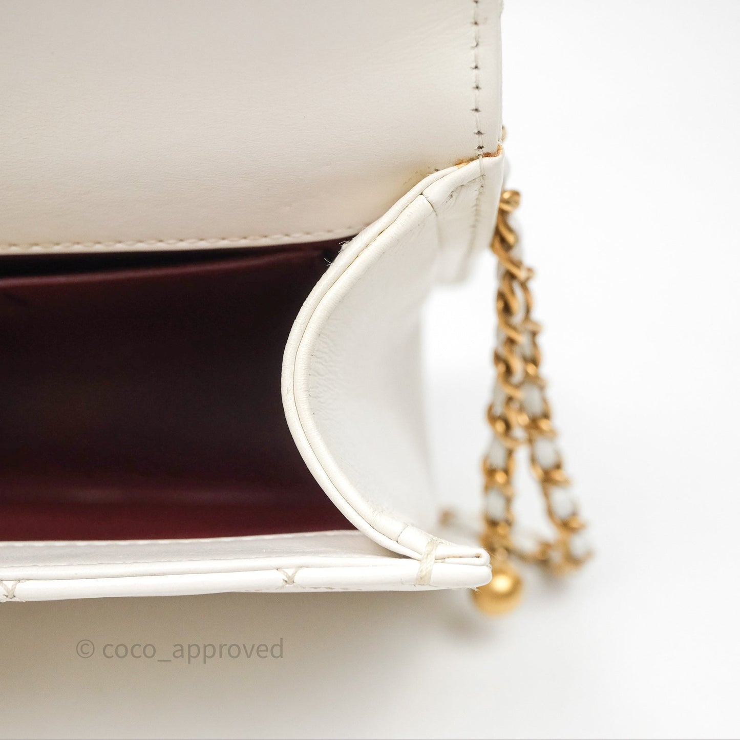 Chanel Quilted Perfect Fit Adjustable White Calfskin Gold Hardware