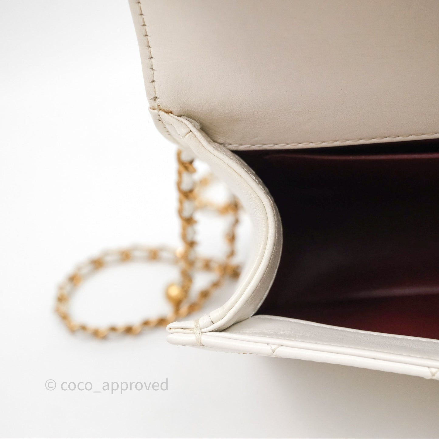 Chanel Quilted Perfect Fit Adjustable White Calfskin Gold Hardware