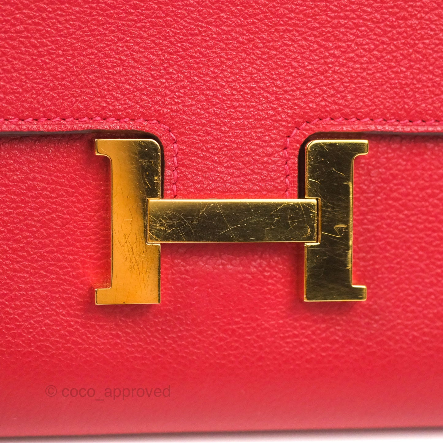 Hermès Constance Long Wallet Rouge Casaque Evercolour Gold Hardware