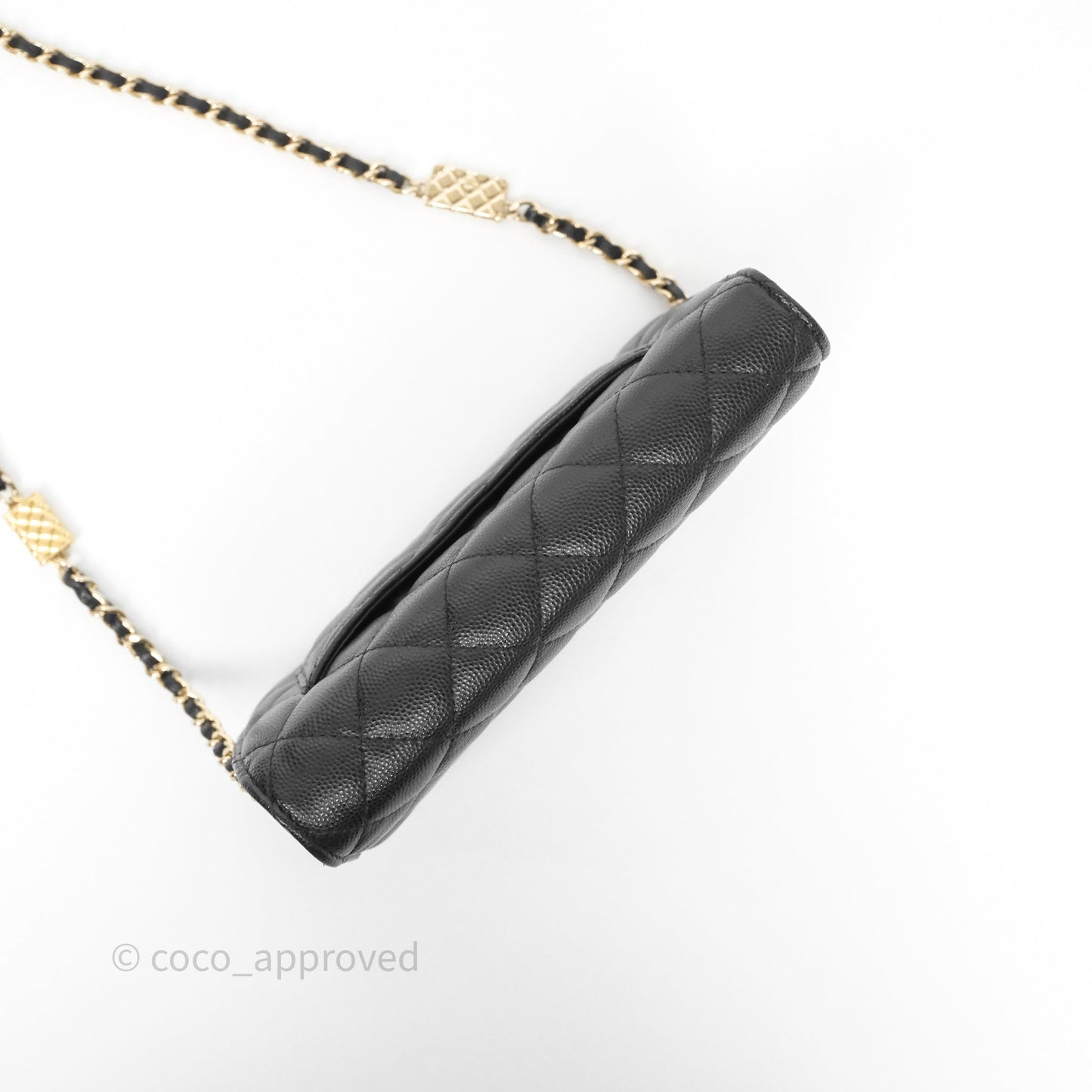 Chanel Quilted WOC with Charms Black Caviar Gold Hardware