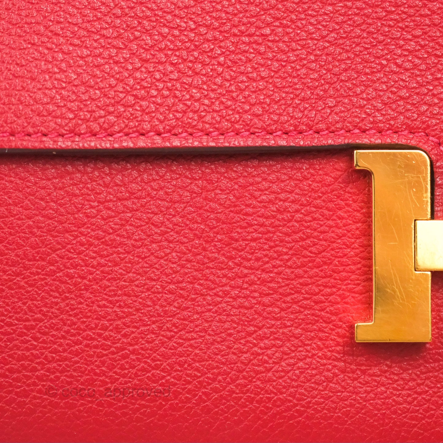Hermès Constance Long Wallet Rouge Casaque Evercolour Gold Hardware