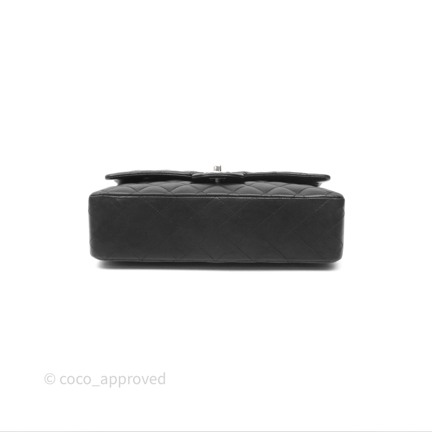 Chanel Classic M/L Medium Flap Quilted Black Lambskin Silver Hardware