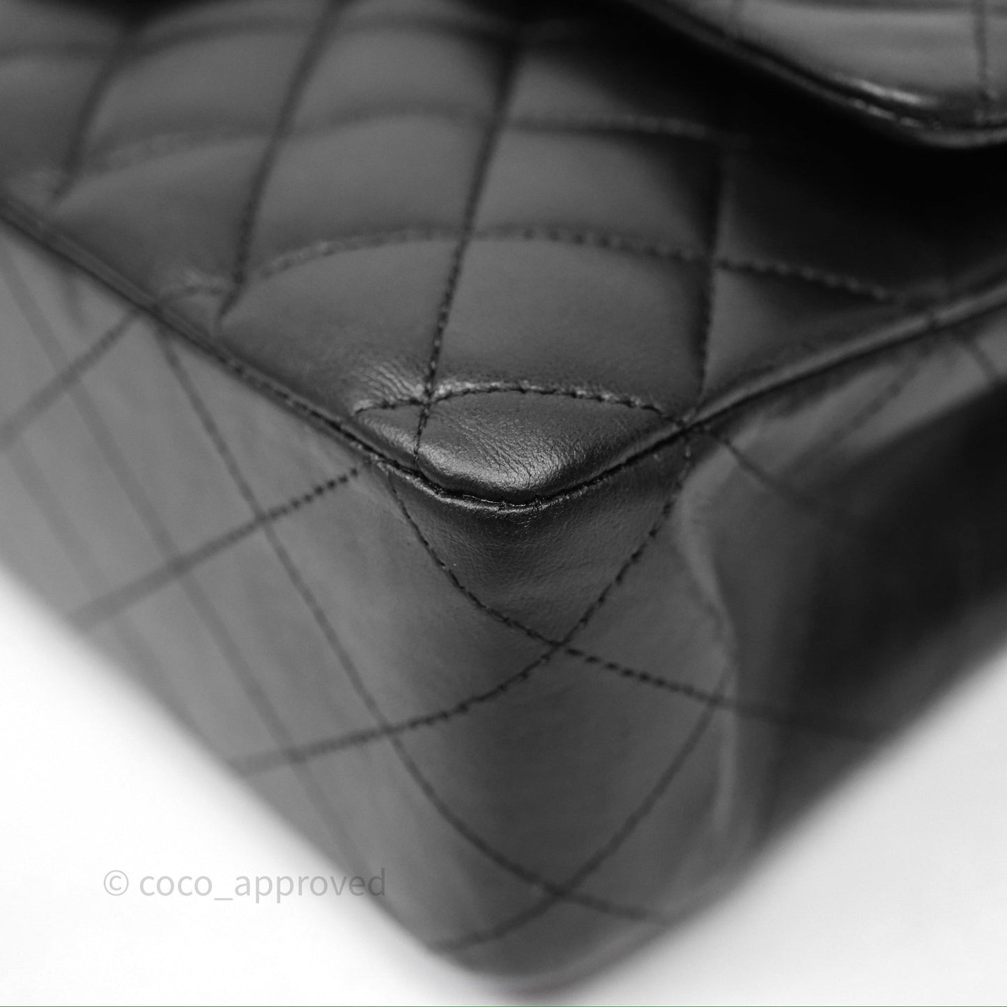 Chanel Classic M/L Medium Flap Quilted Black Lambskin Silver Hardware