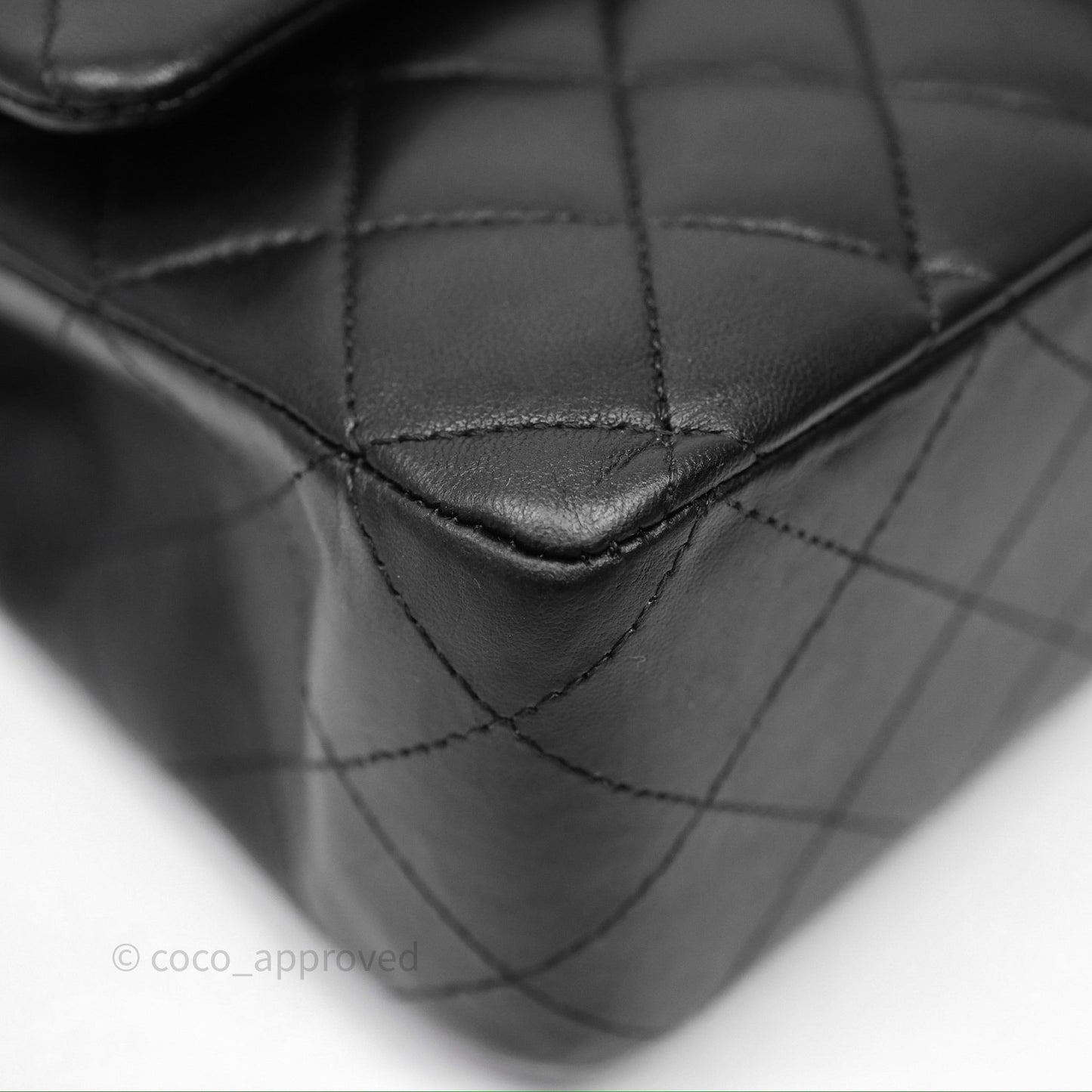 Chanel Classic M/L Medium Flap Quilted Black Lambskin Silver Hardware