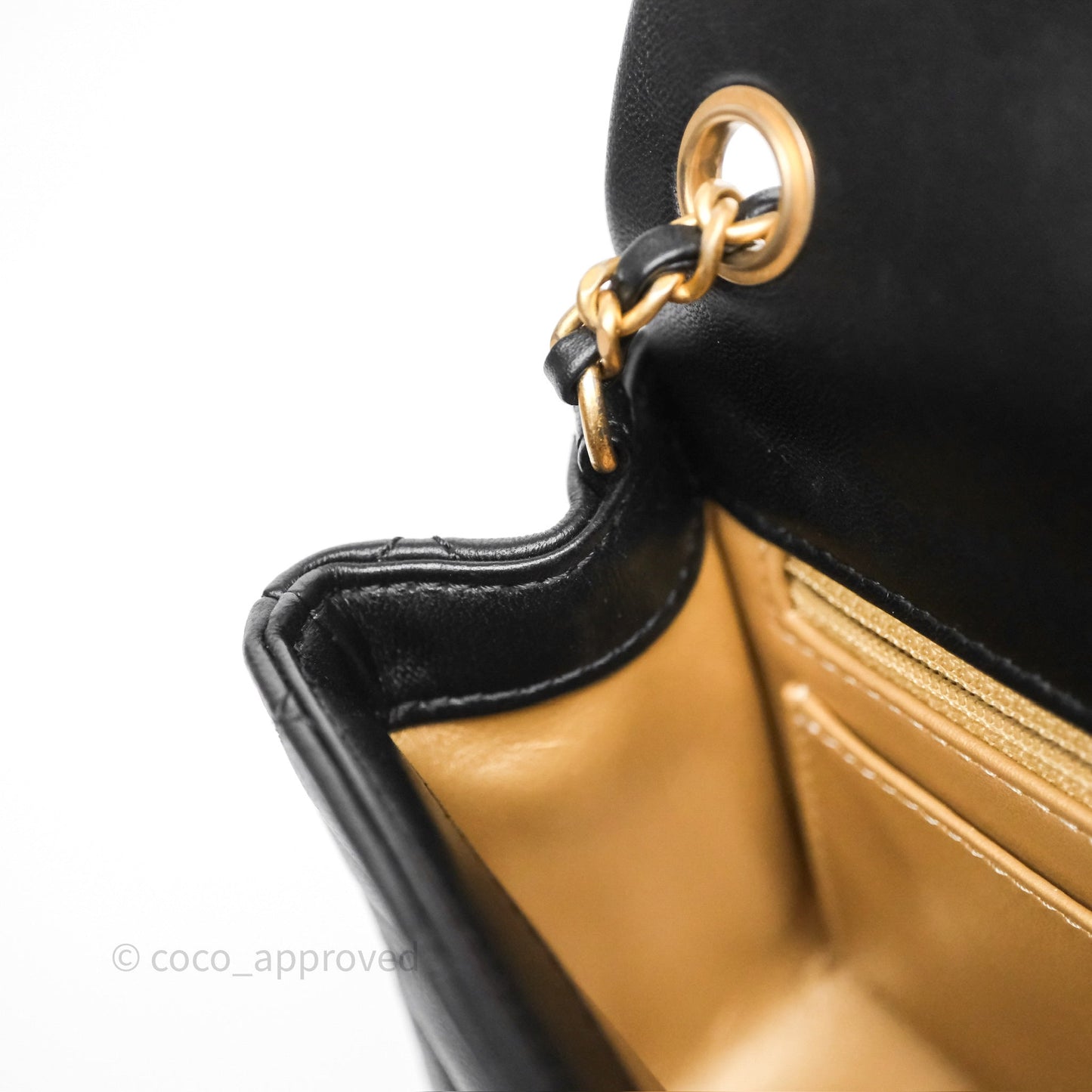 Chanel Mini Rectangular Pearl Crush Quilted Black Lambskin Aged Gold Hardware
