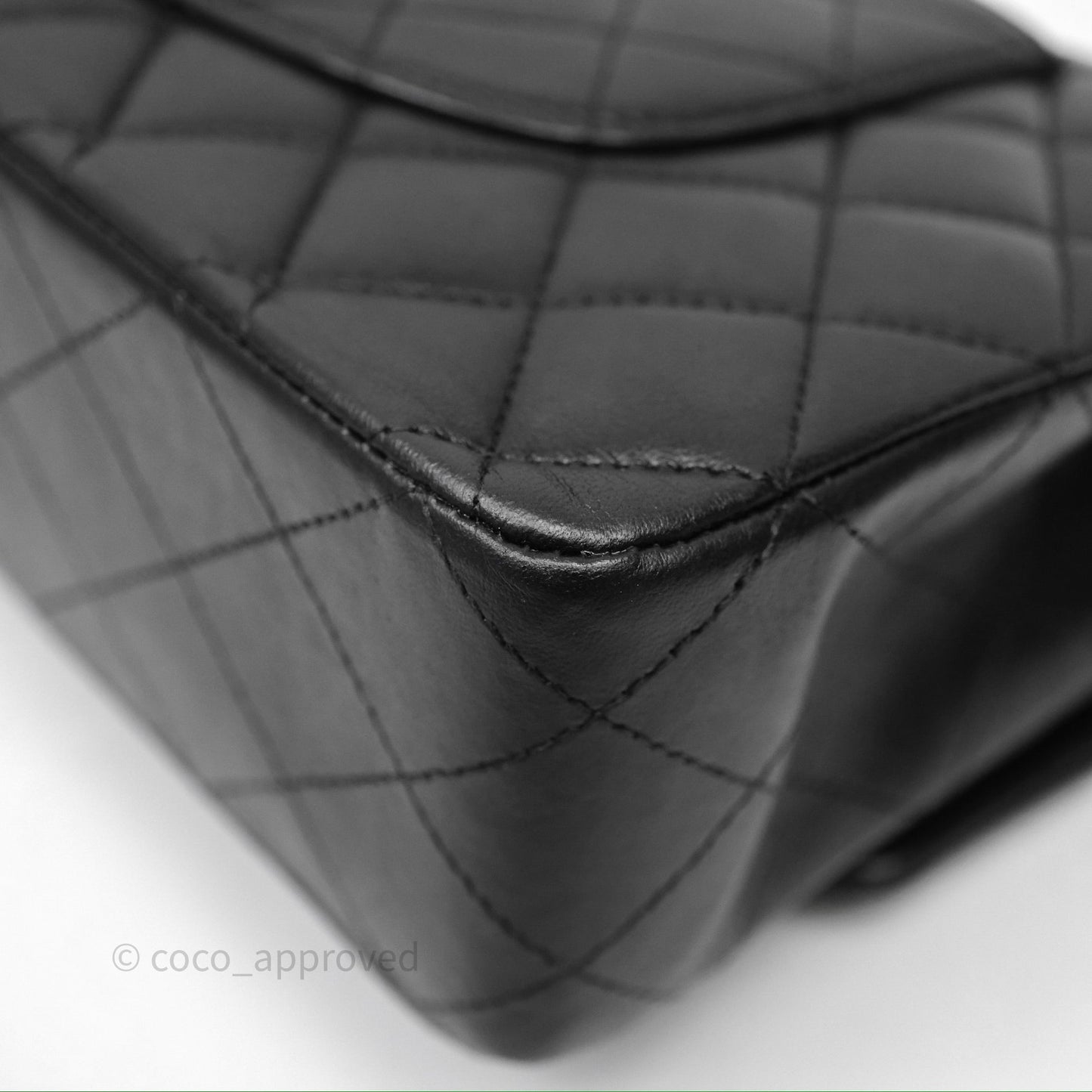 Chanel Classic M/L Medium Flap Quilted Black Lambskin Silver Hardware