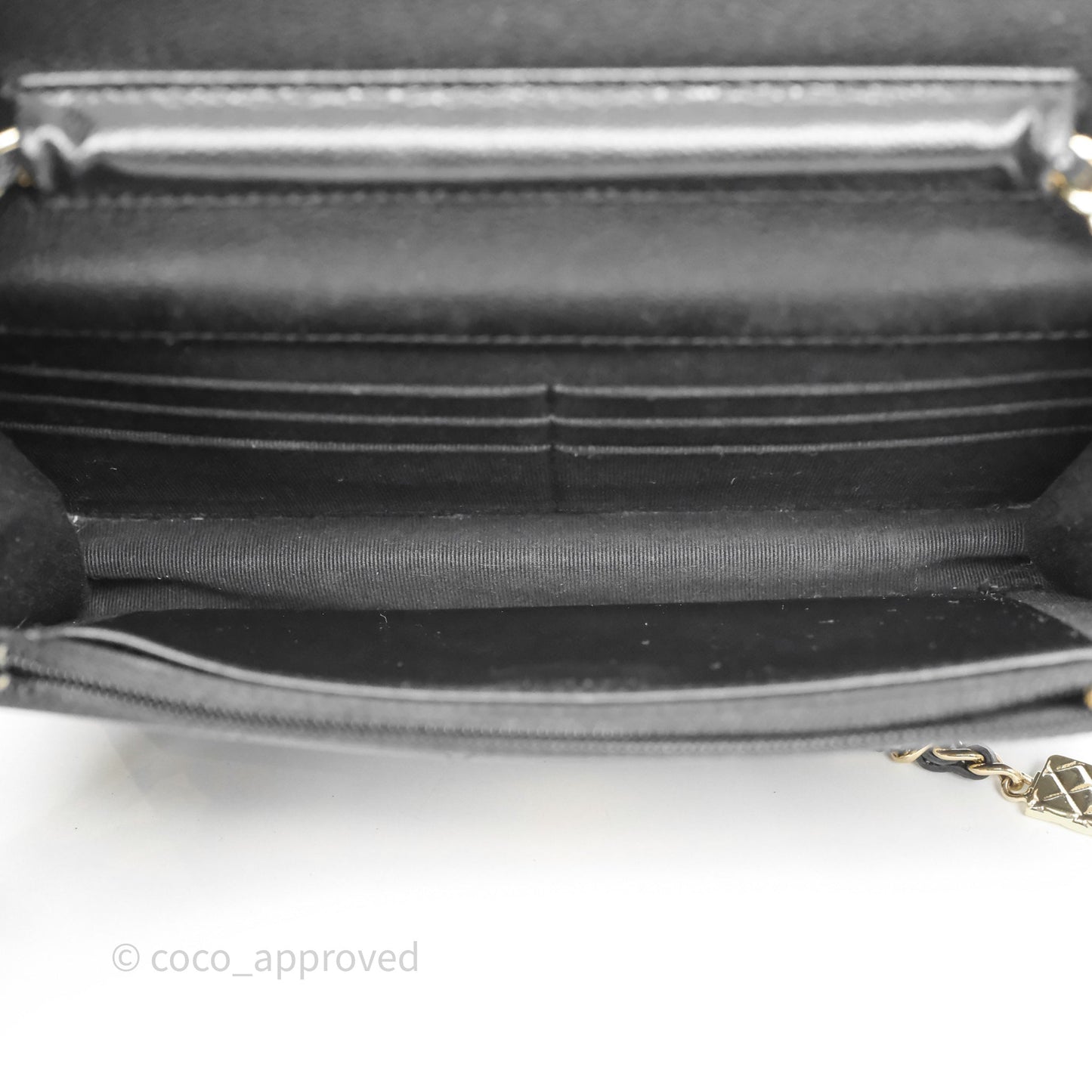 Chanel Quilted WOC with Charms Black Caviar Gold Hardware