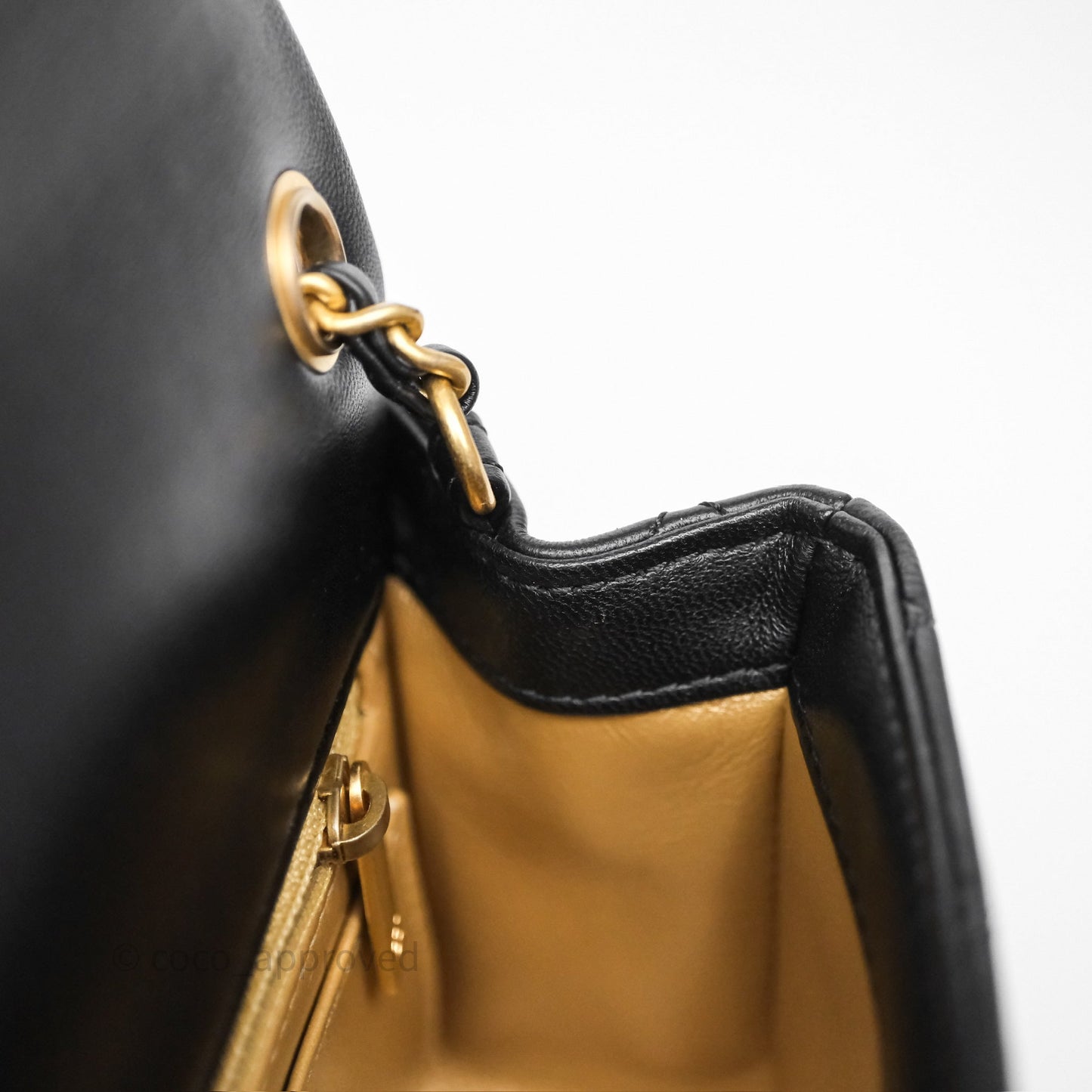 Chanel Mini Rectangular Pearl Crush Quilted Black Lambskin Aged Gold Hardware