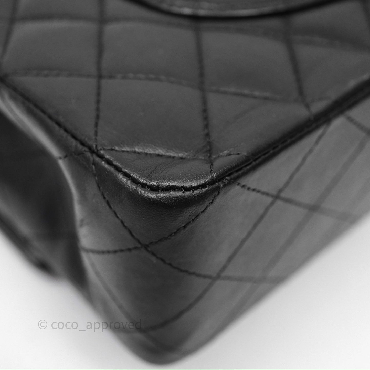 Chanel Classic M/L Medium Flap Quilted Black Lambskin Silver Hardware
