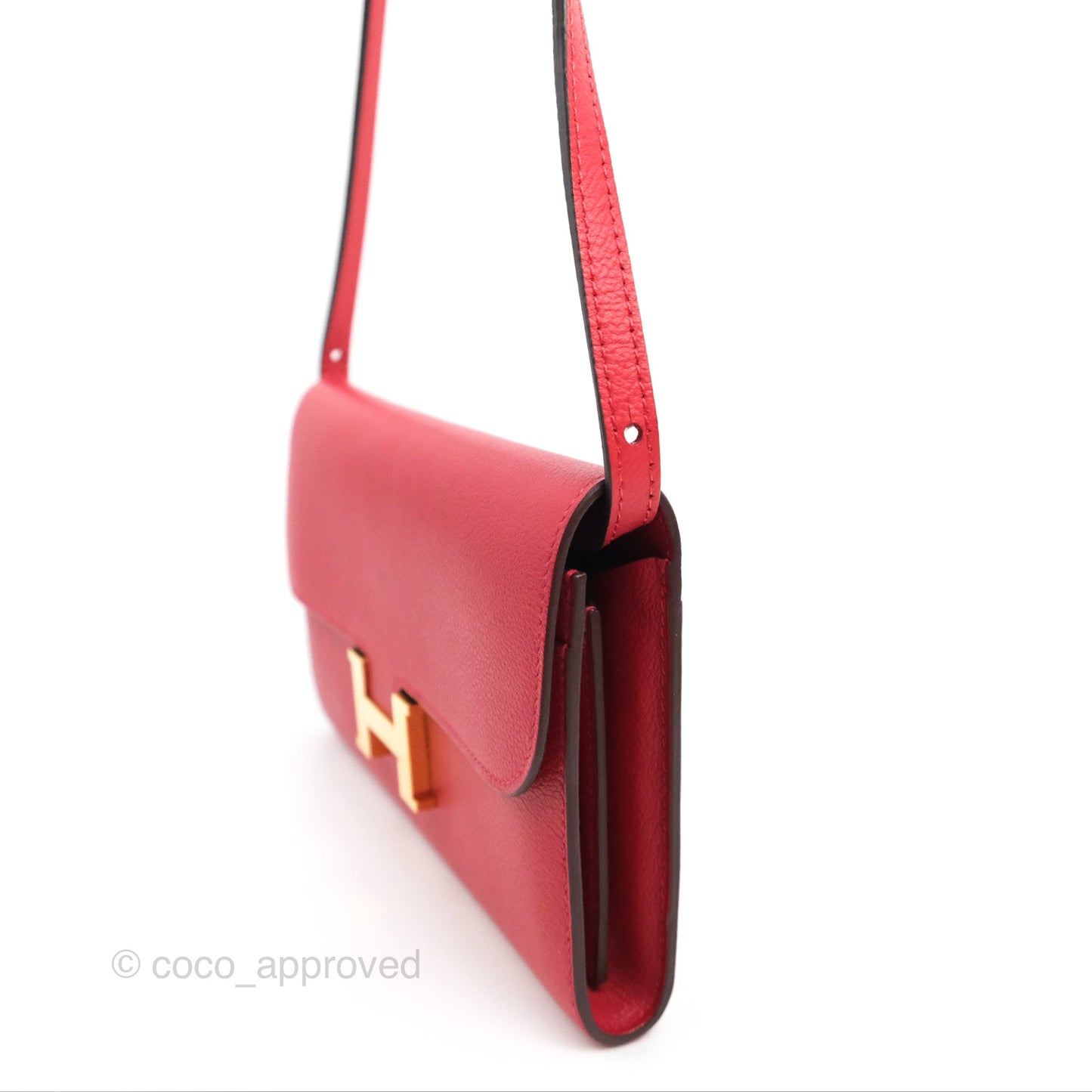 Hermès Constance Long Wallet Rouge Casaque Evercolour Gold Hardware