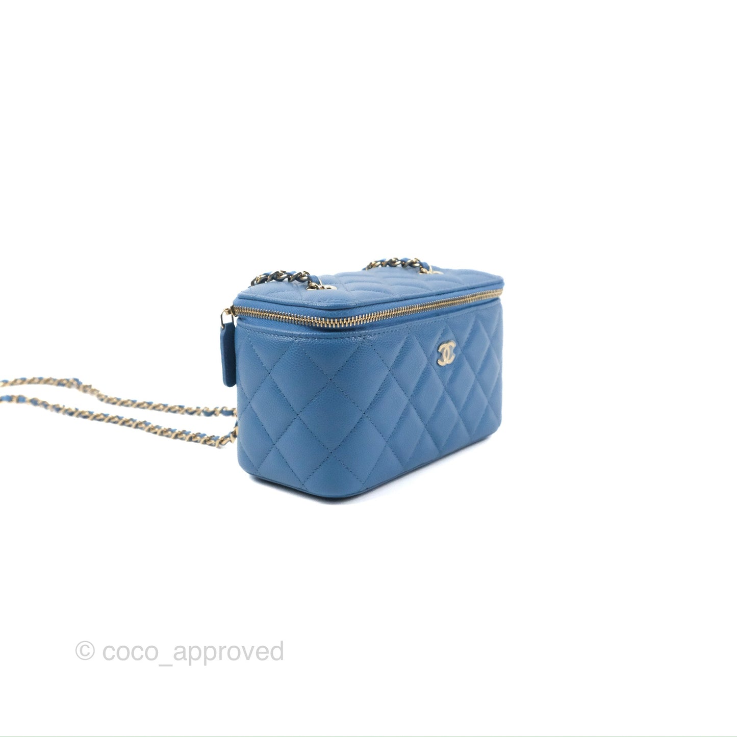 Chanel Classic Vanity with Chain Blue Caviar Gold Hardware
