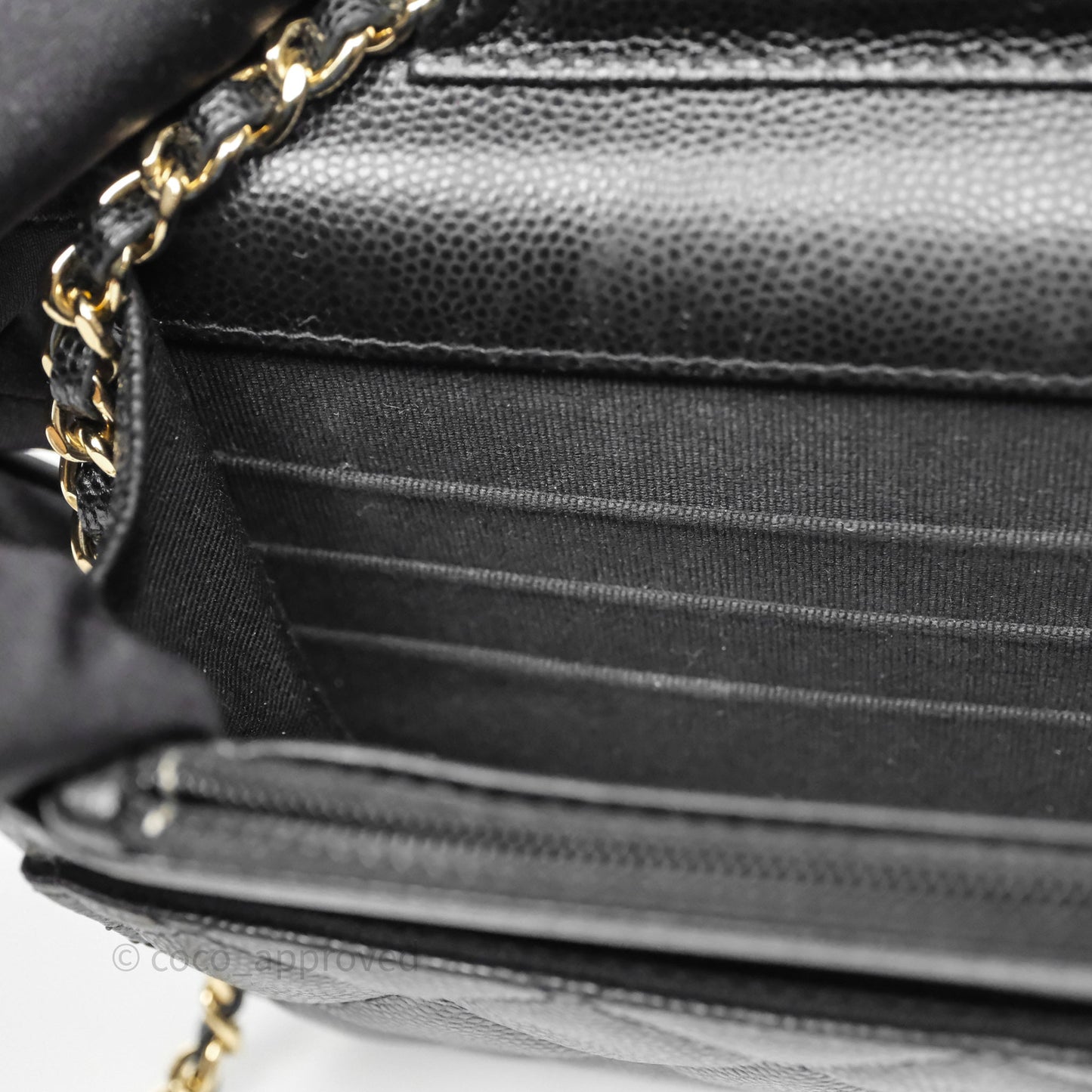 Chanel Quilted WOC with Charms Black Caviar Gold Hardware