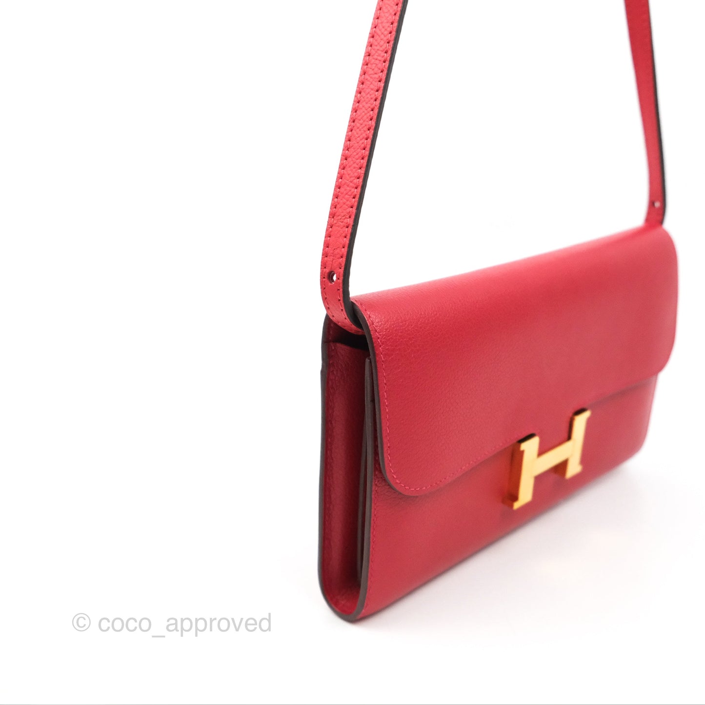 Hermès Constance Long Wallet Rouge Casaque Evercolour Gold Hardware