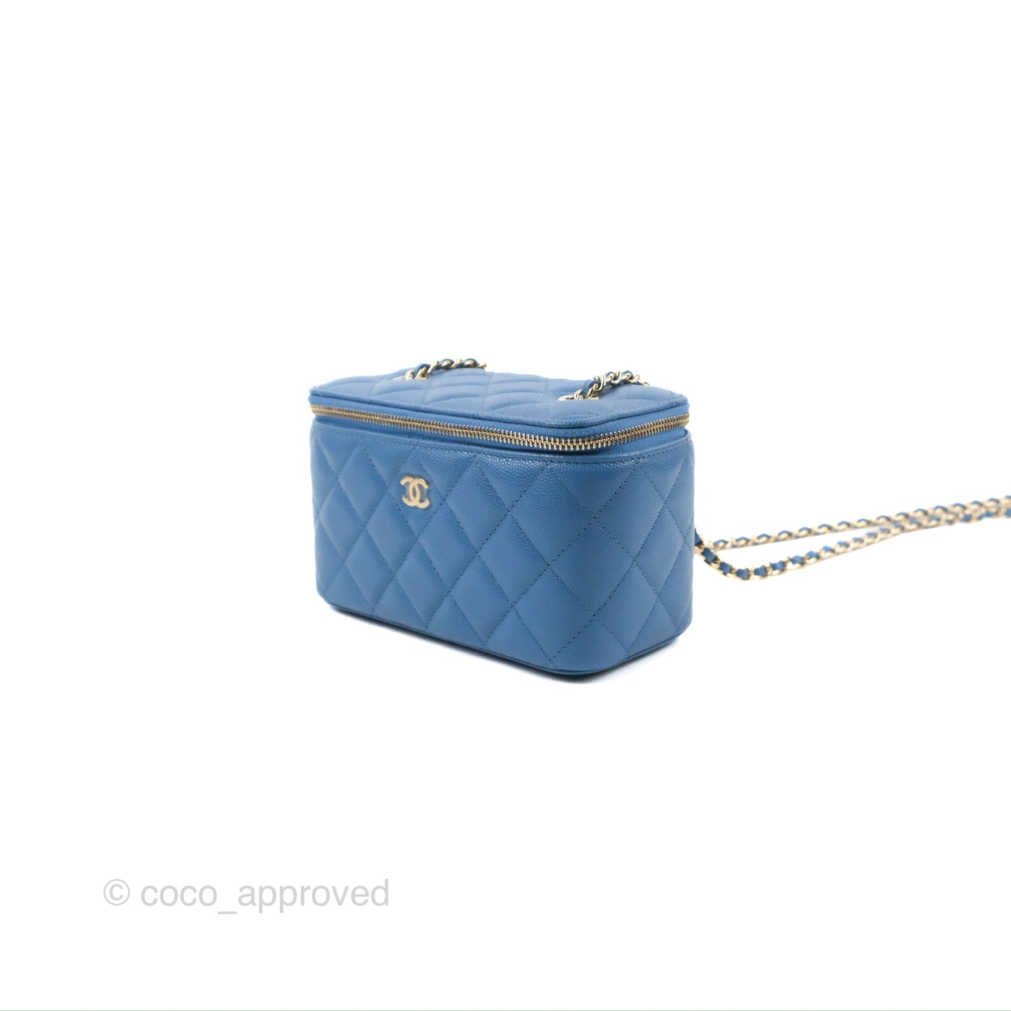 Chanel Classic Vanity with Chain Blue Caviar Gold Hardware
