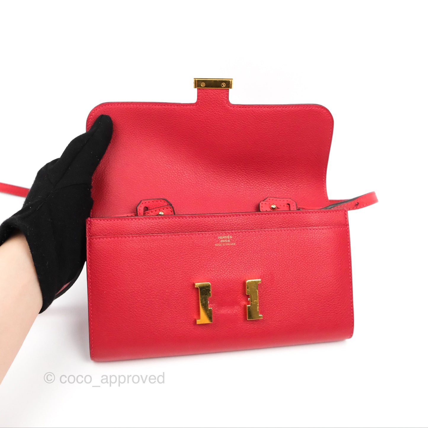 Hermès Constance Long Wallet Rouge Casaque Evercolour Gold Hardware