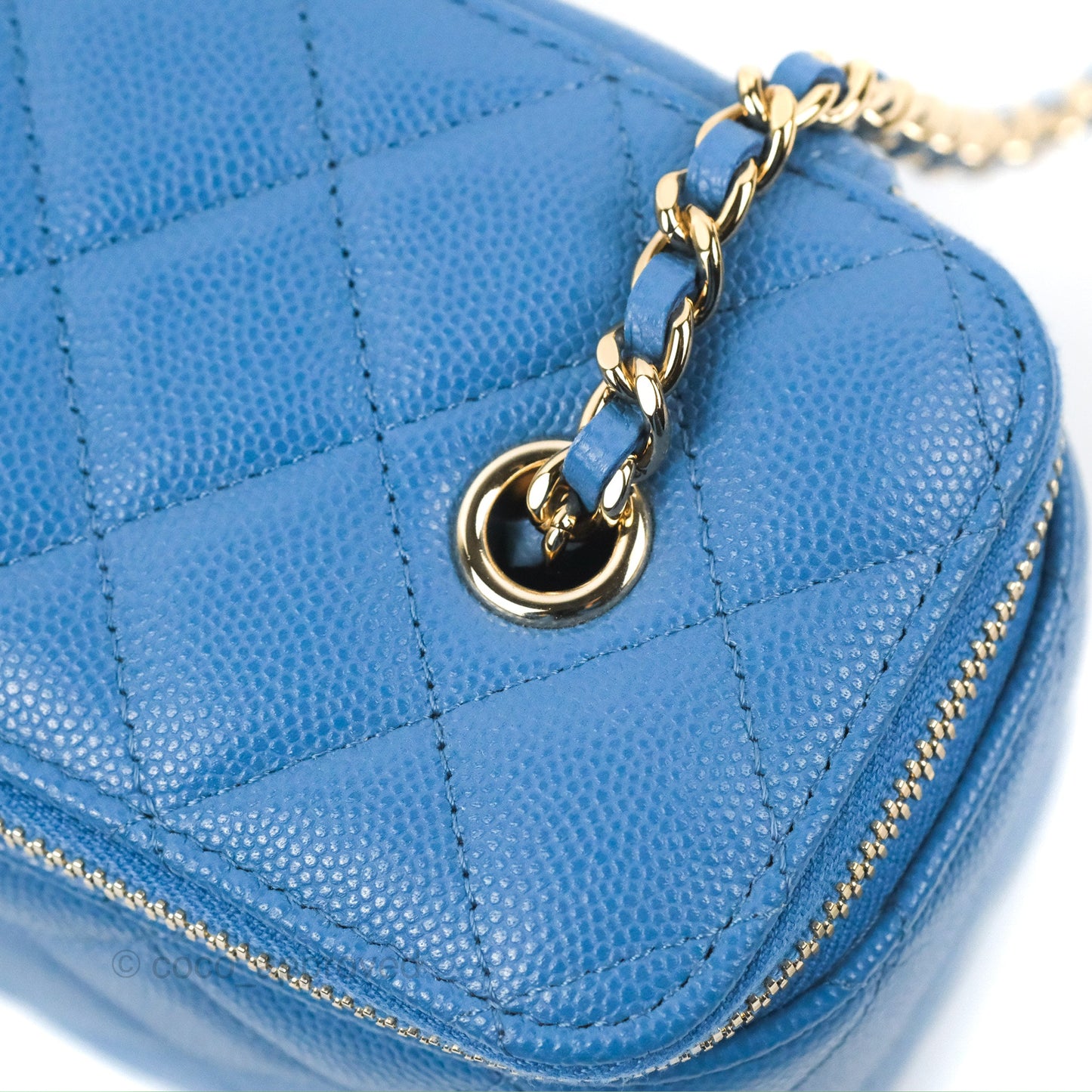 Chanel Classic Vanity with Chain Blue Caviar Gold Hardware