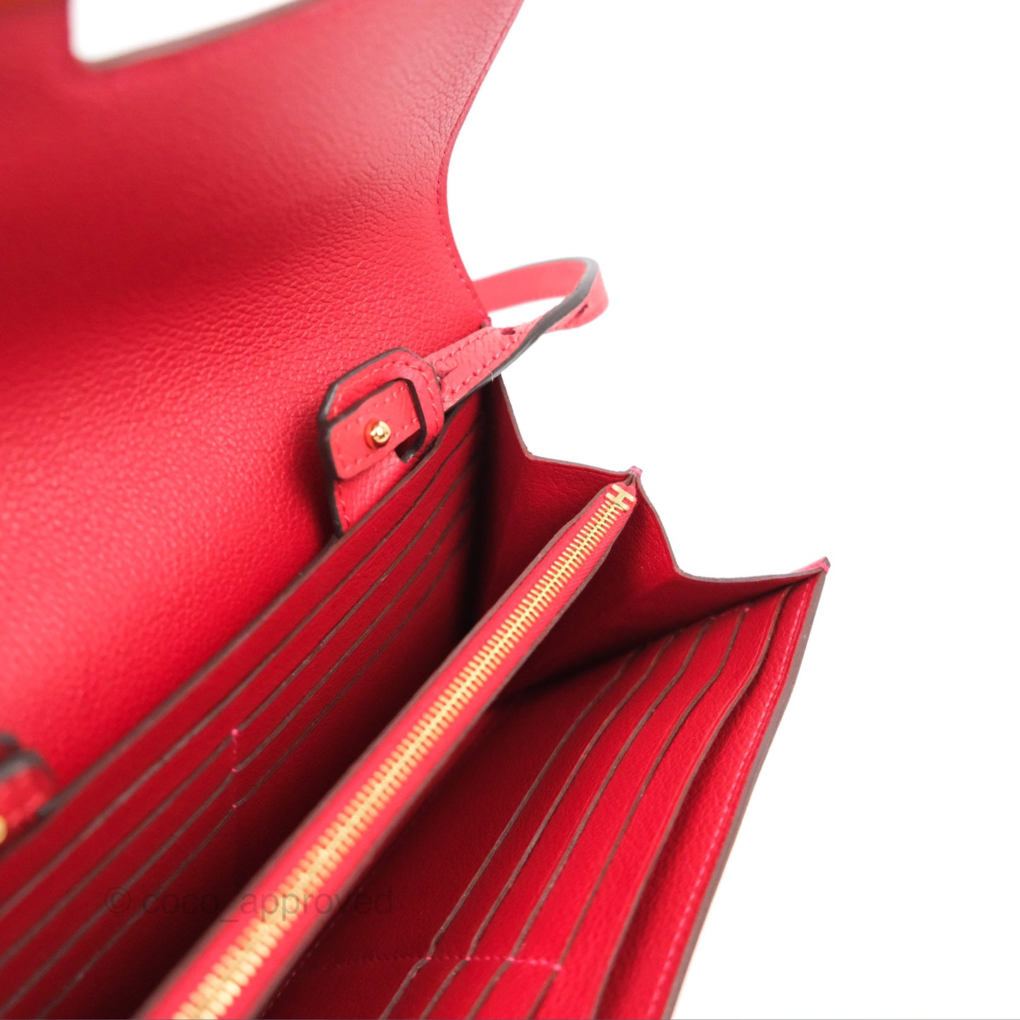 Hermès Constance Long Wallet Rouge Casaque Evercolour Gold Hardware