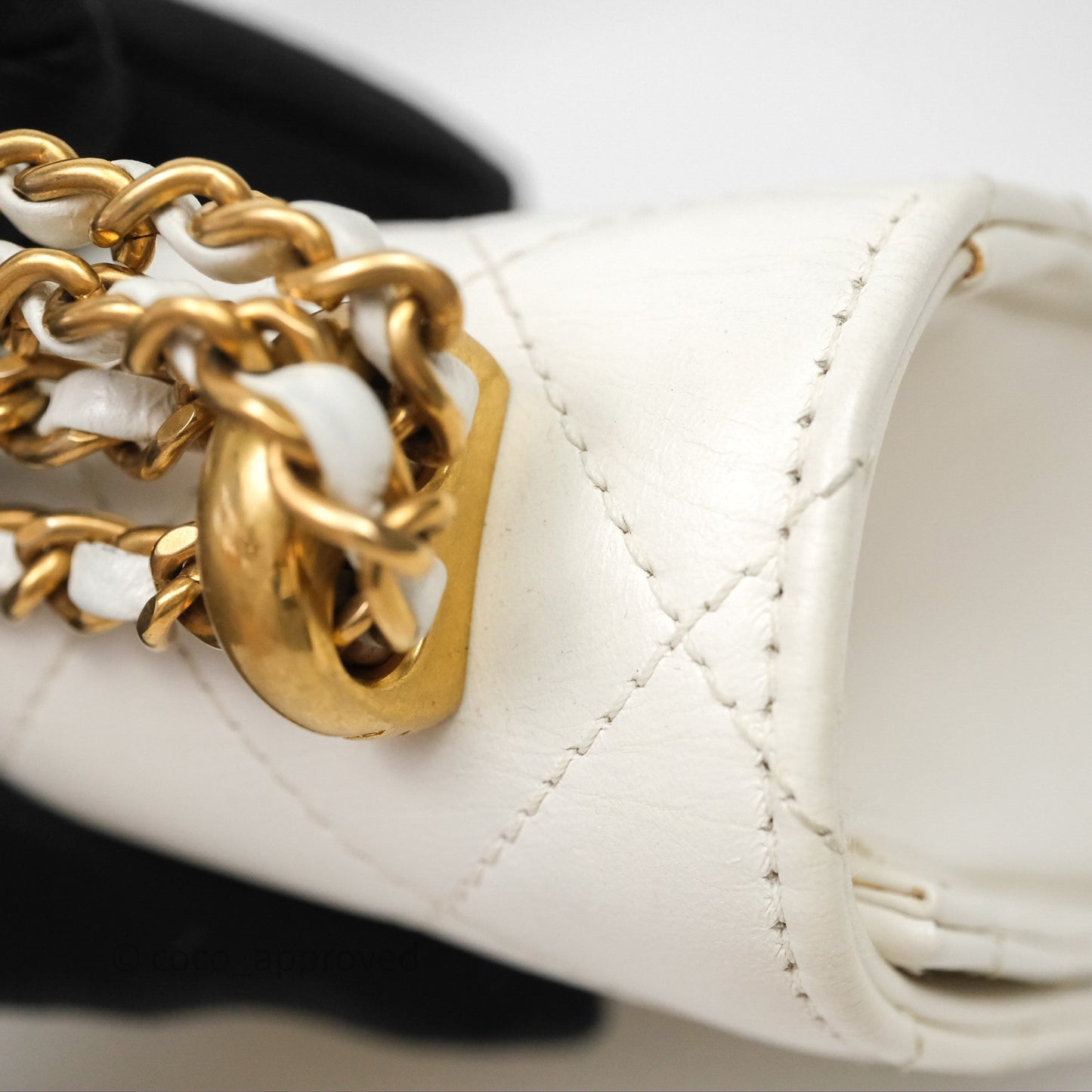 Chanel Quilted Perfect Fit Adjustable White Calfskin Gold Hardware