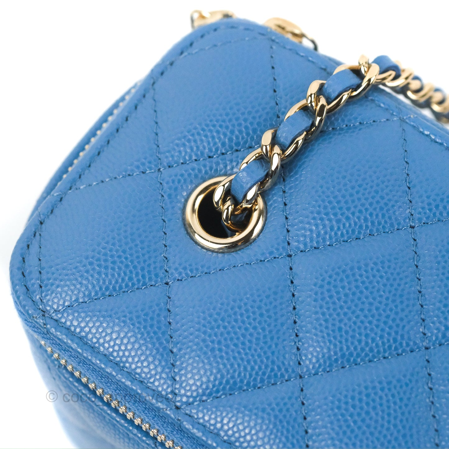 Chanel Classic Vanity with Chain Blue Caviar Gold Hardware