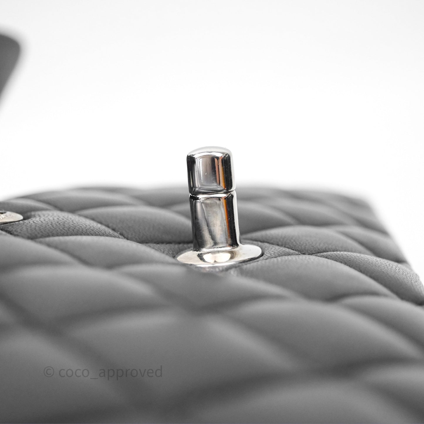 Chanel Classic M/L Medium Flap Quilted Black Lambskin Silver Hardware