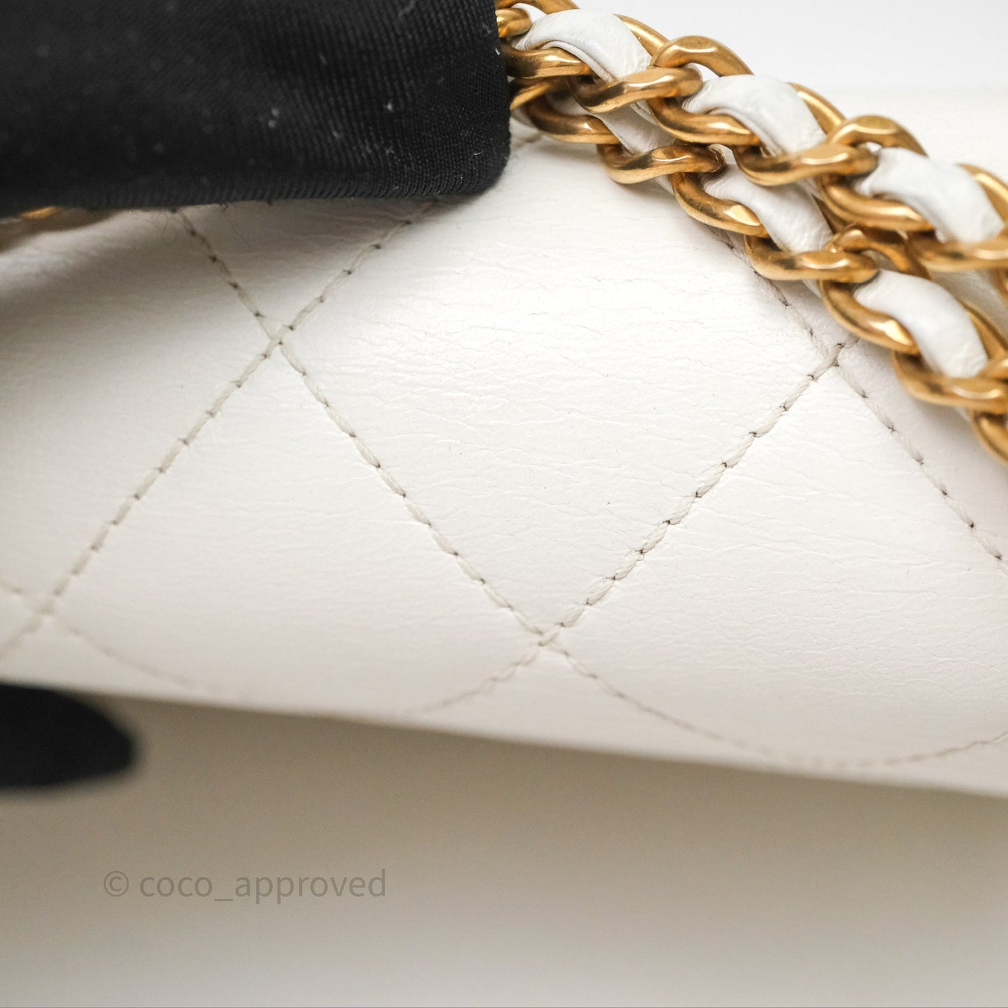 Chanel Quilted Perfect Fit Adjustable White Calfskin Gold Hardware