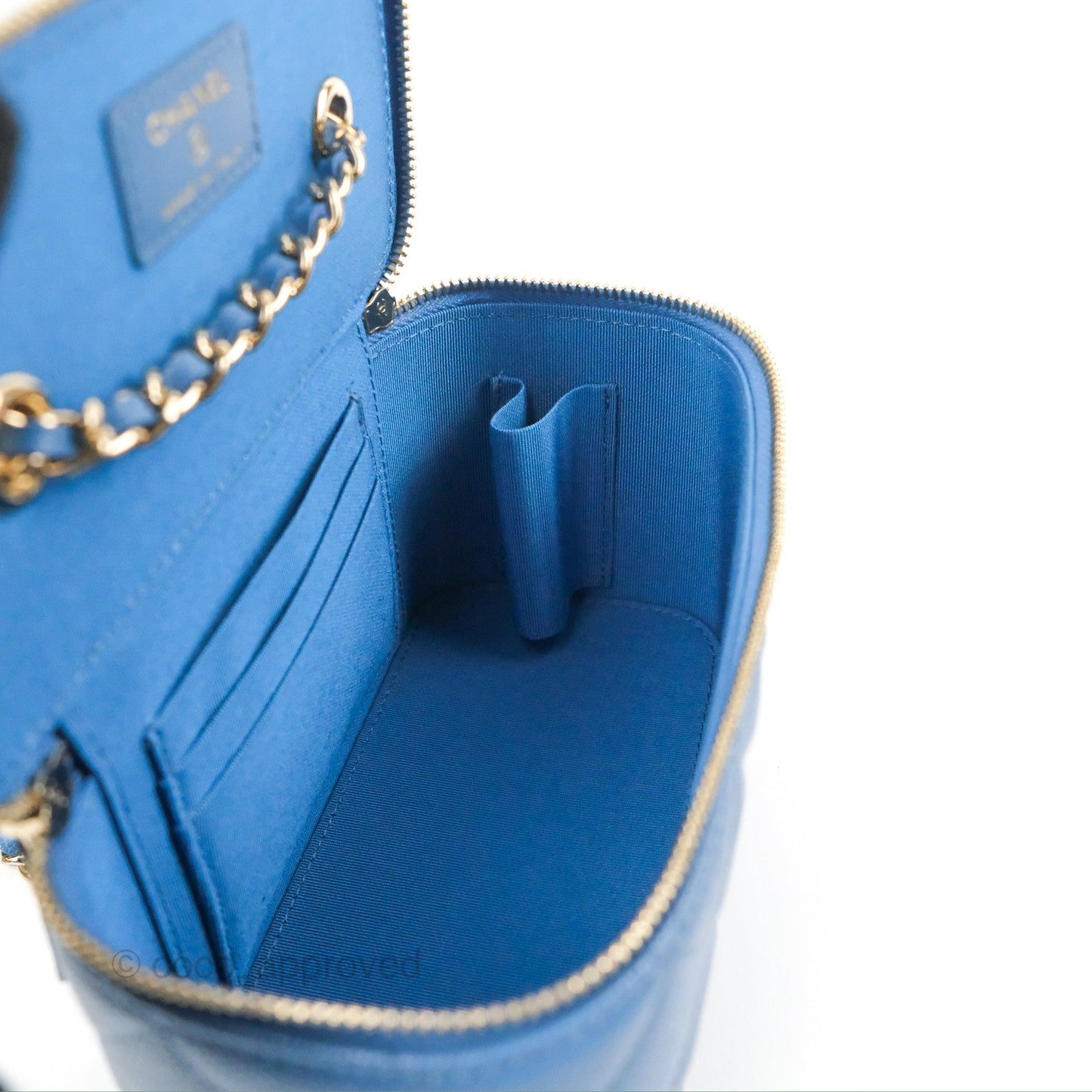 Chanel Classic Vanity with Chain Blue Caviar Gold Hardware